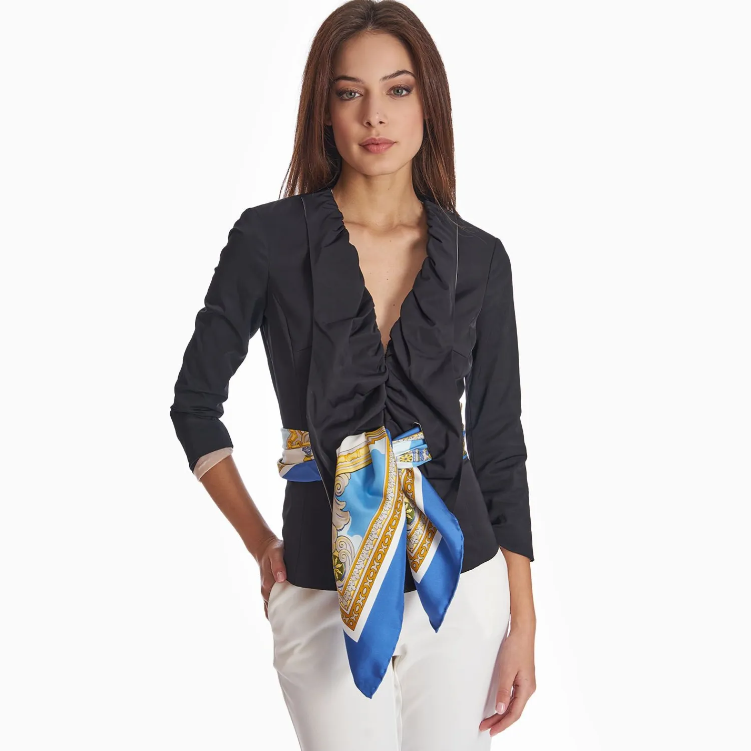 Blue Silk Scarf 90 - Santa Chiara Cloister>E.Marinella Best