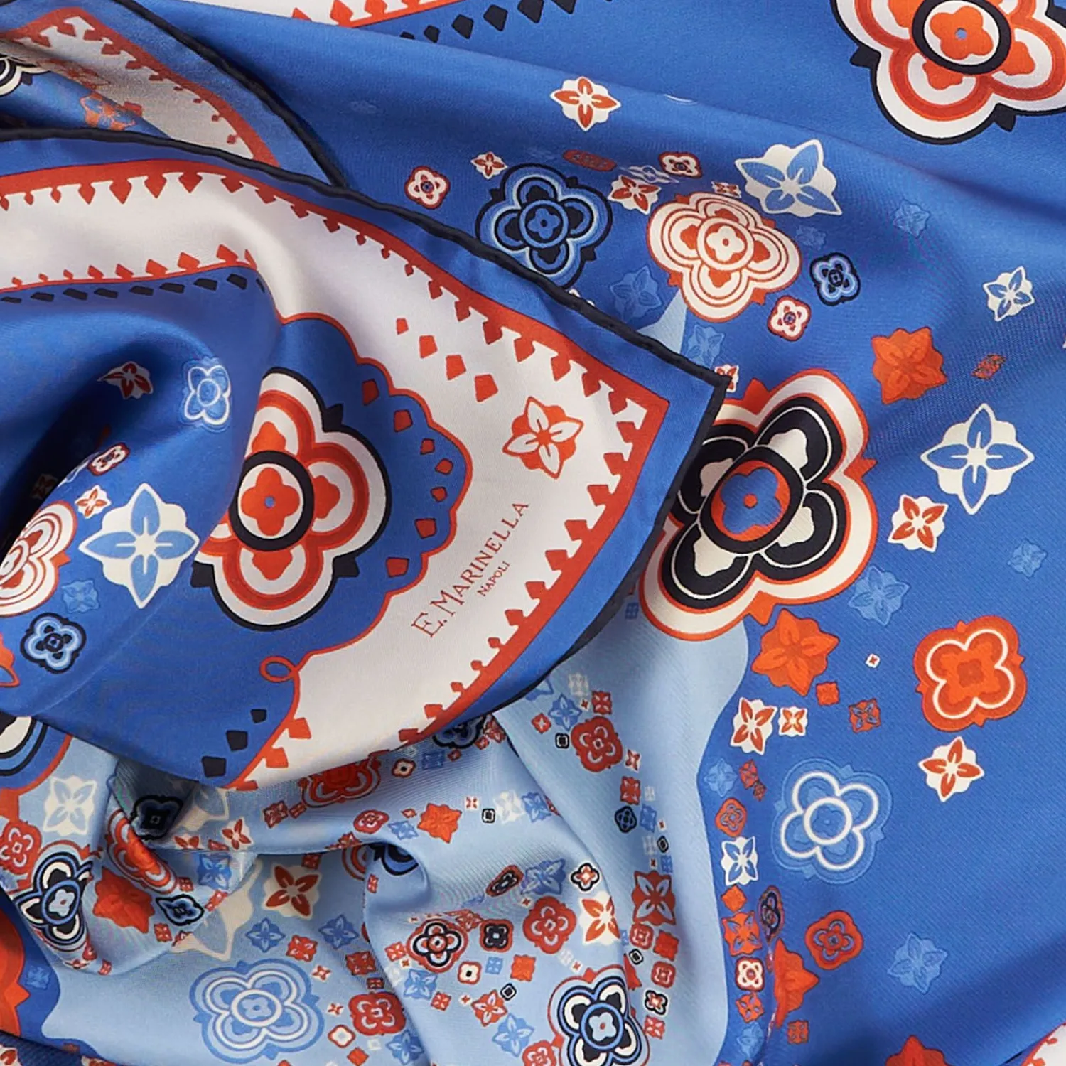Blue Silk Scarf 90 - World Of Archivio Flowers 1961>E.Marinella Sale