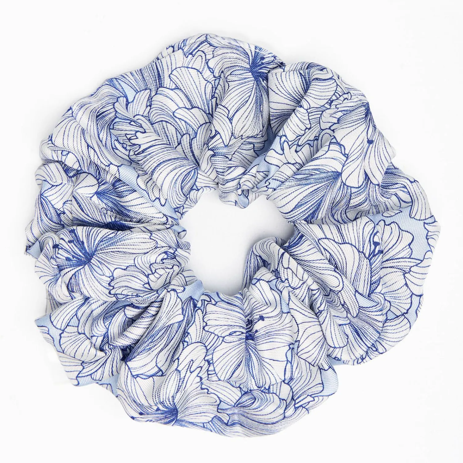 Blue Silk Scrunchie - Floral Patterns>E.Marinella Outlet