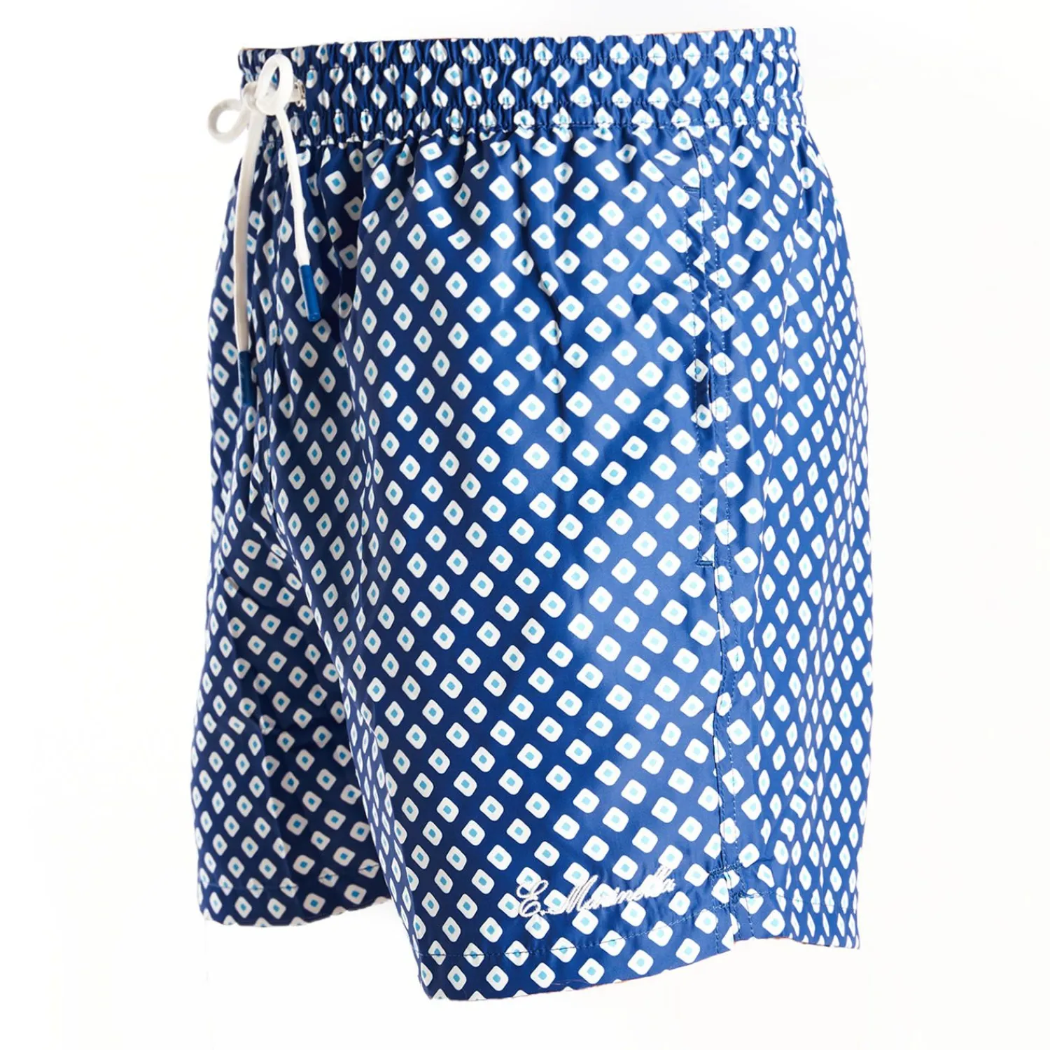 Blue Swim Shorts - Large Flower Pattern>E.Marinella Shop