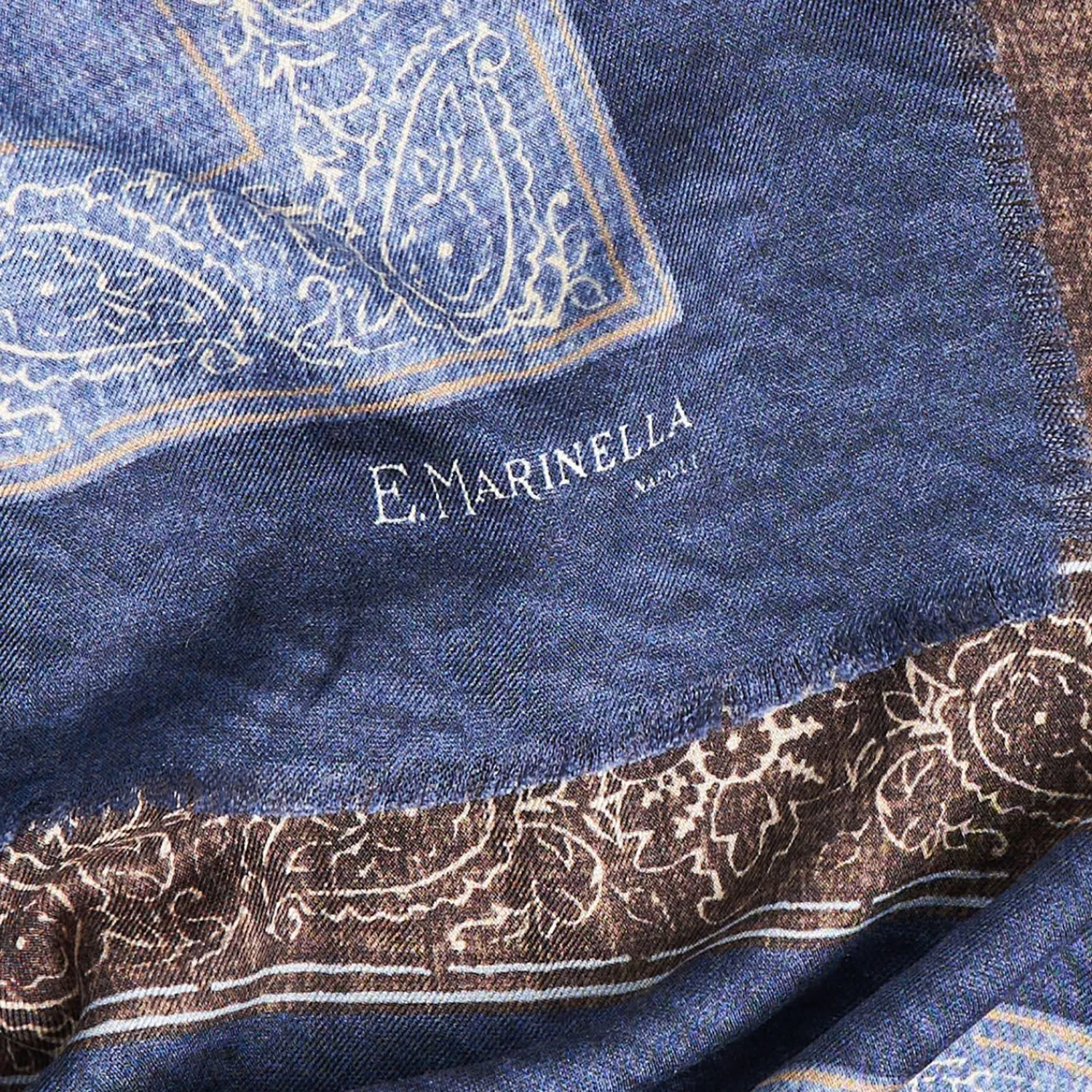 Blue Wool And Silk Stole Alternate Checks>E.Marinella Hot