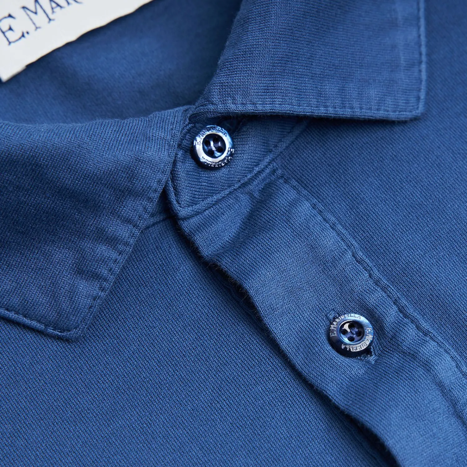 Bluette Jersey Long Sleeve Polo Shirt>E.Marinella Clearance