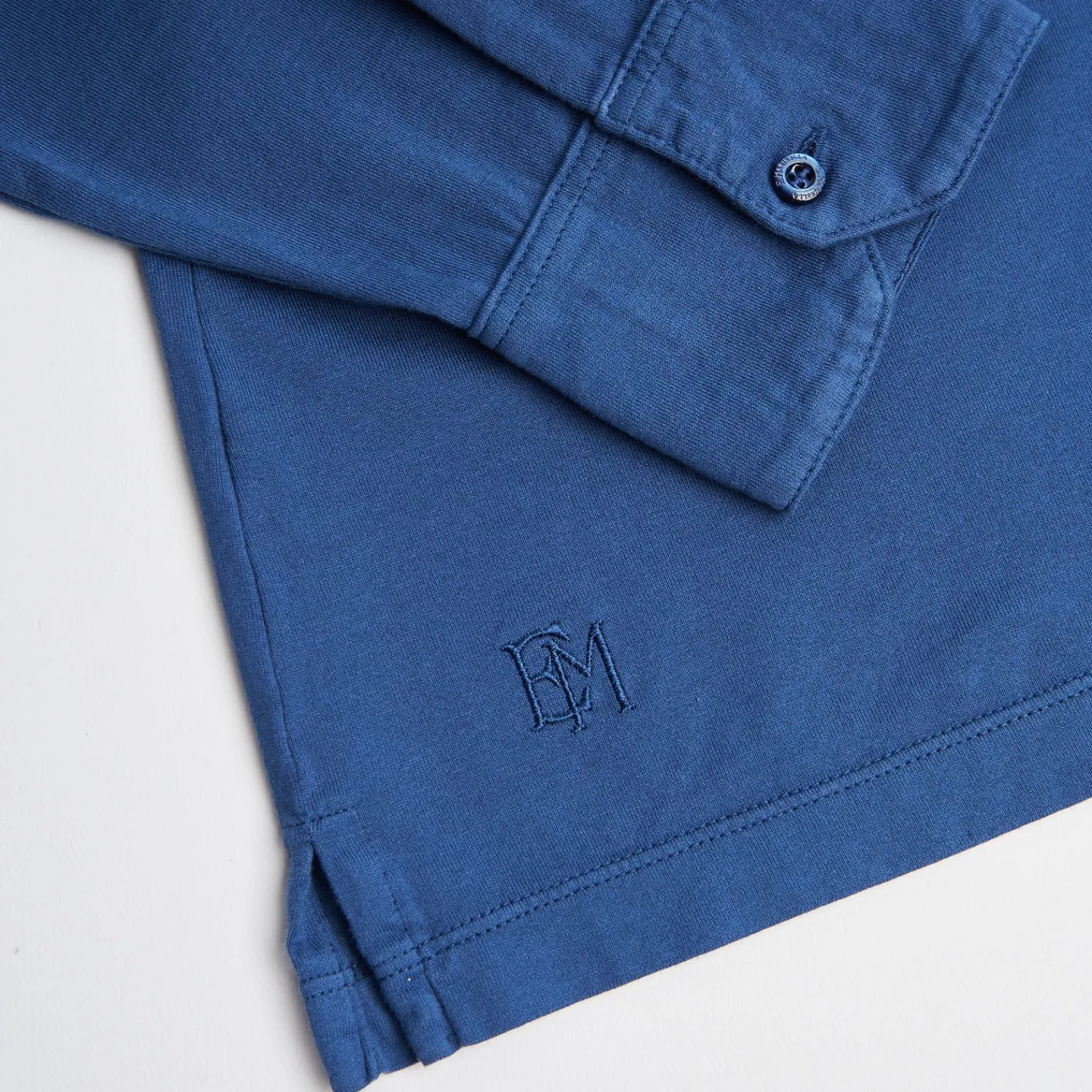 Bluette Jersey Long Sleeve Polo Shirt>E.Marinella Clearance