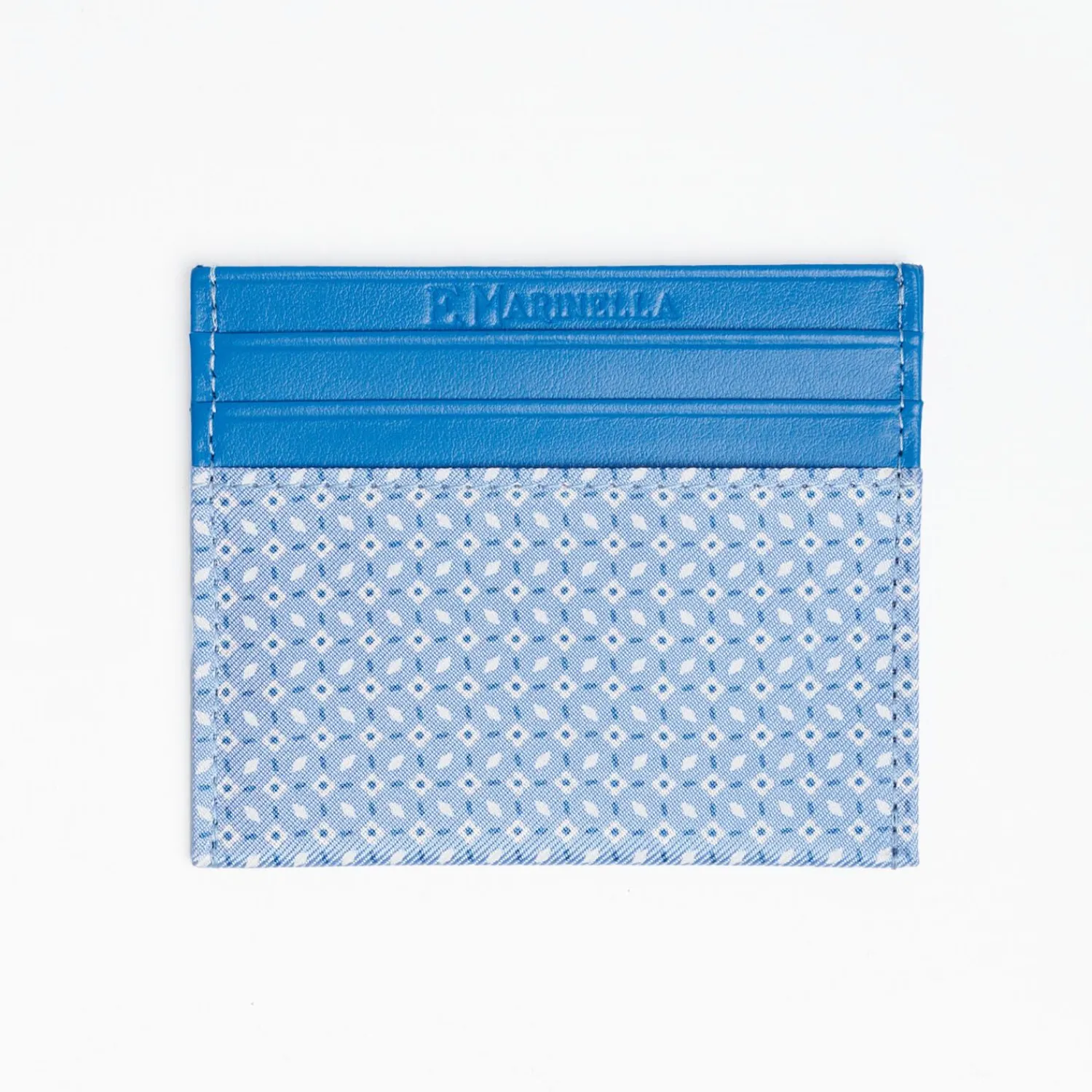 Bluette Leather And Silk Credit Card Holder - 5 Compartments>E.Marinella Store