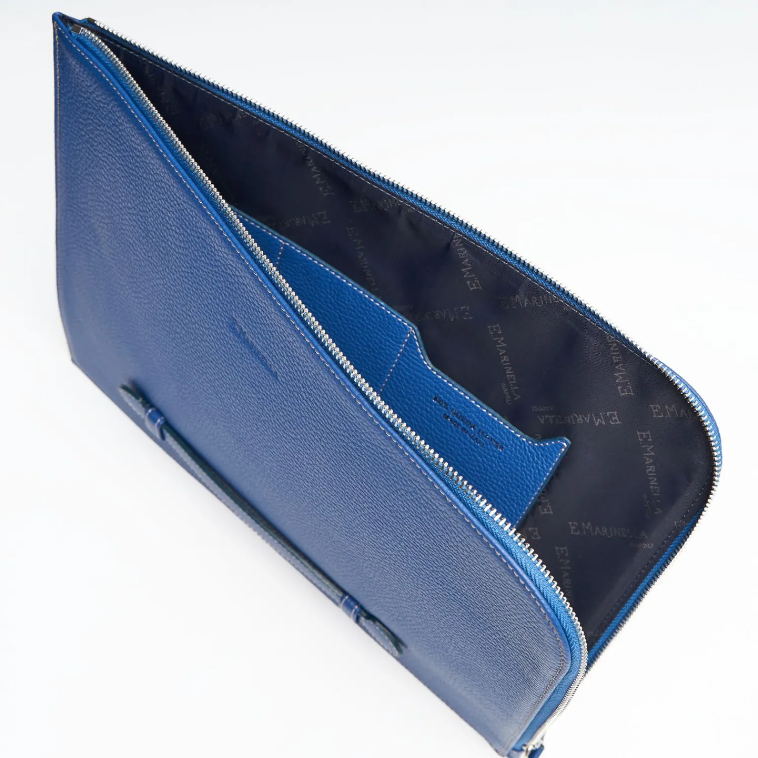 Bluette Leather Portfolio With Strap>E.Marinella Best