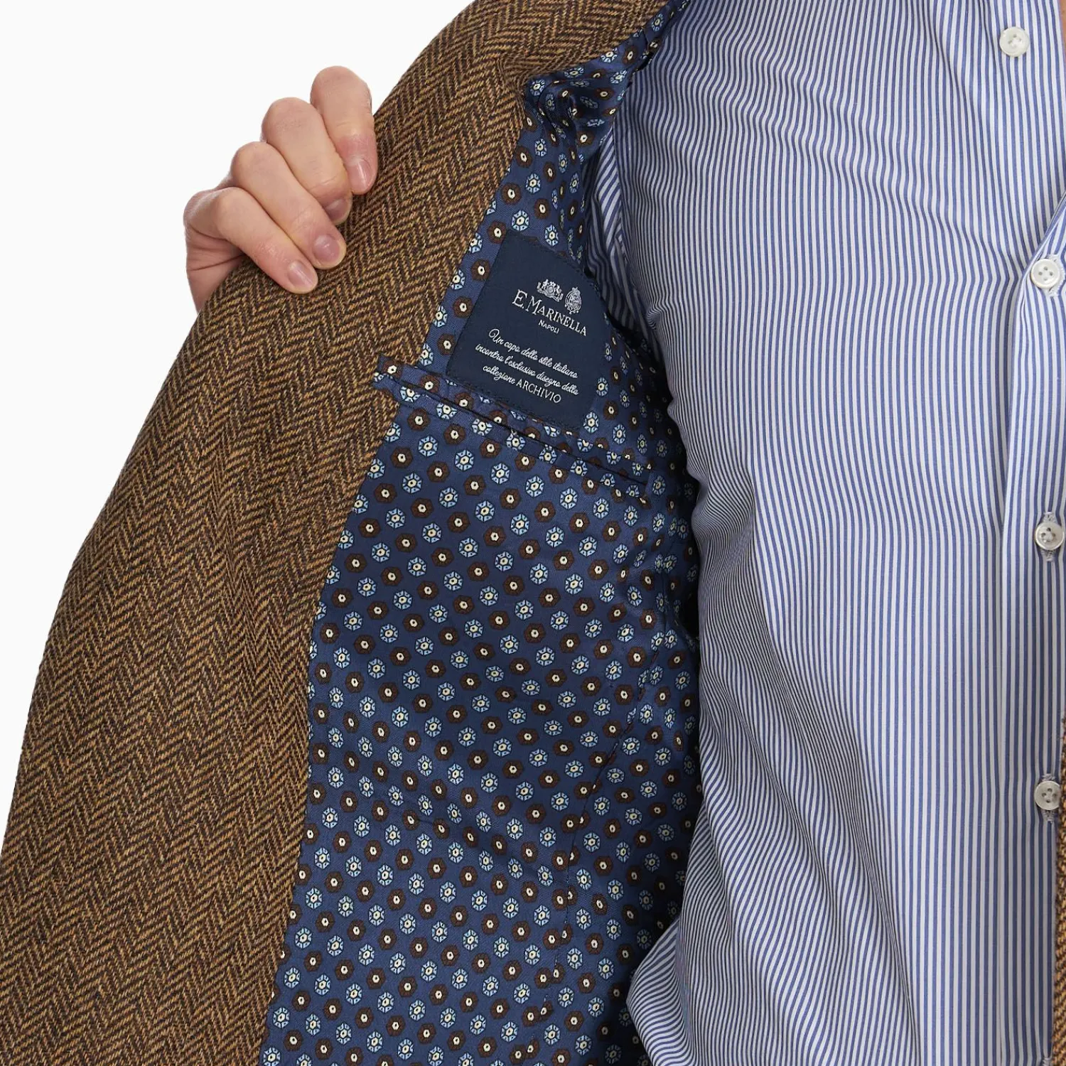 Brown Jacket With Lining Crafted By Pattern 1950 Archive Collection>E.Marinella Outlet
