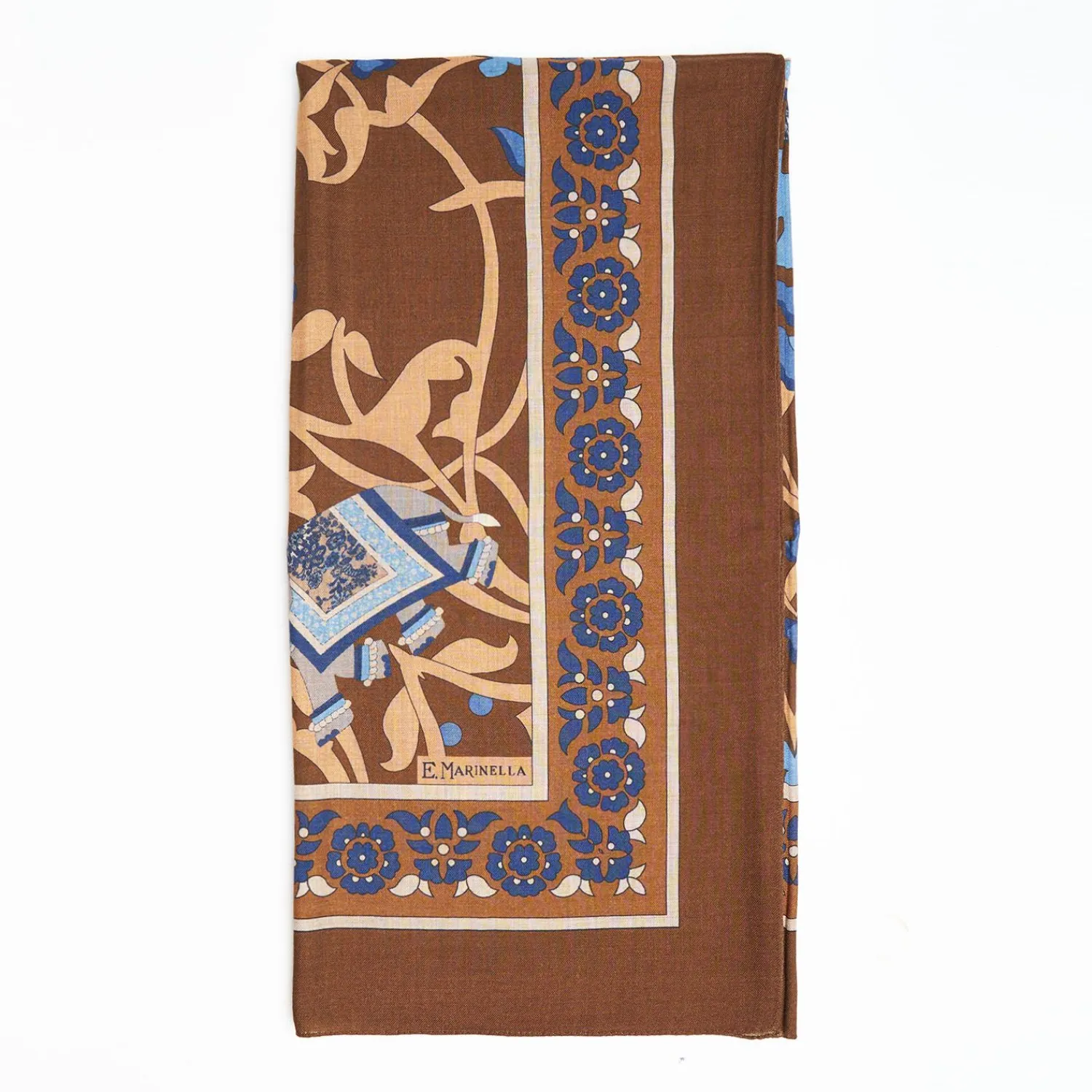 Brown Wool Stole - Ethnic Pattern>E.Marinella Hot