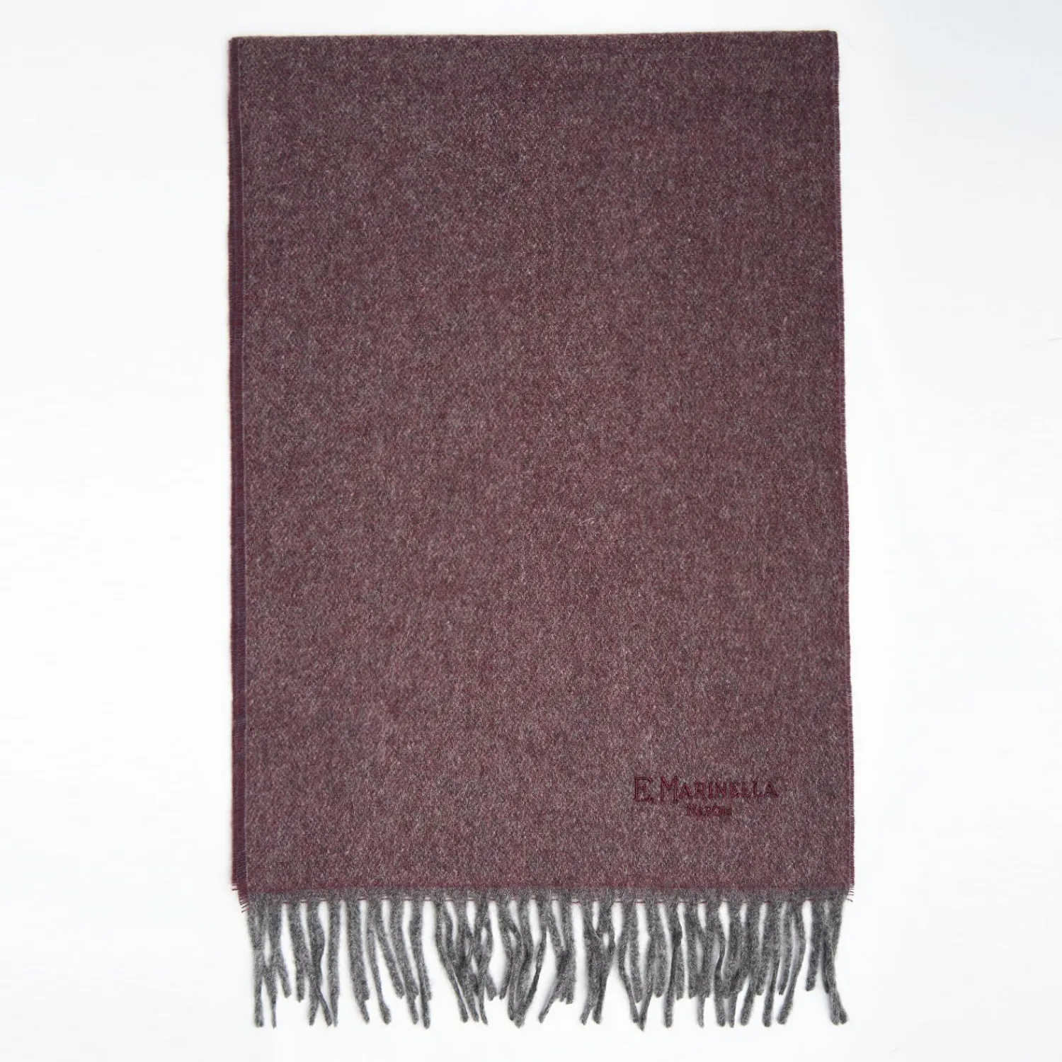 Burgundy And Grey Double-Faced Cashmere Scarf>E.Marinella Fashion