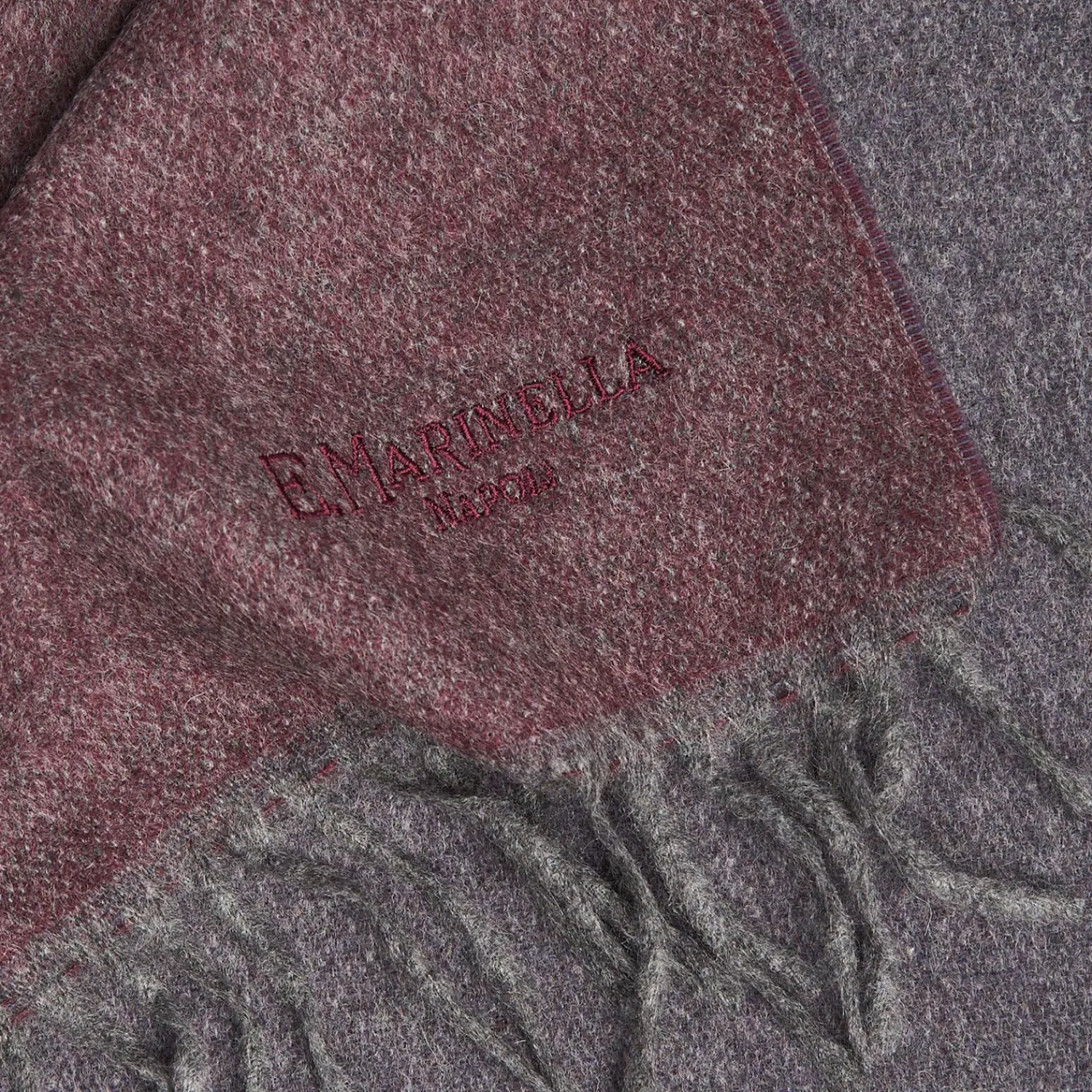 Burgundy And Grey Double-Faced Cashmere Scarf>E.Marinella Fashion