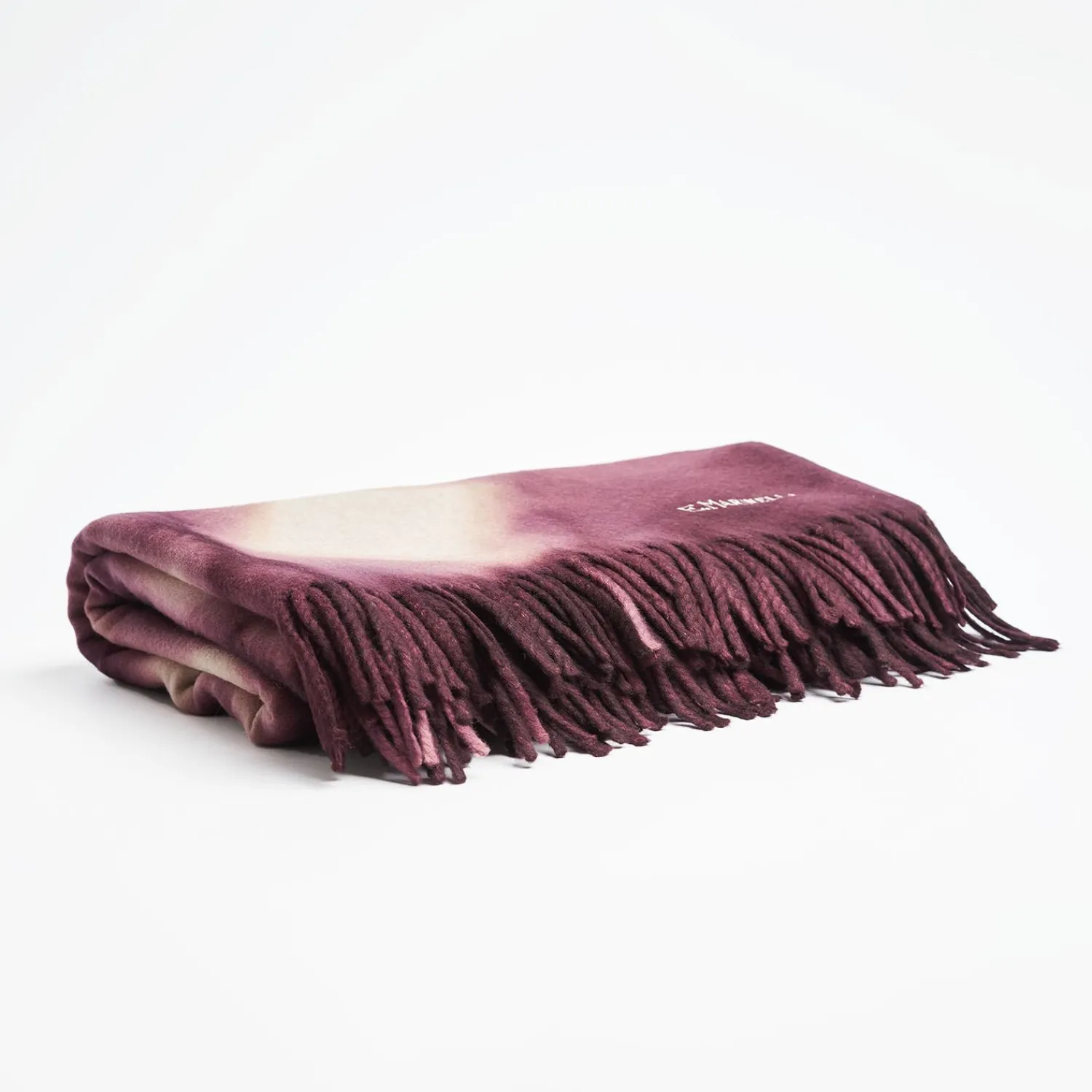 Burgundy And White Bergen Cashmere Throw>E.Marinella Shop