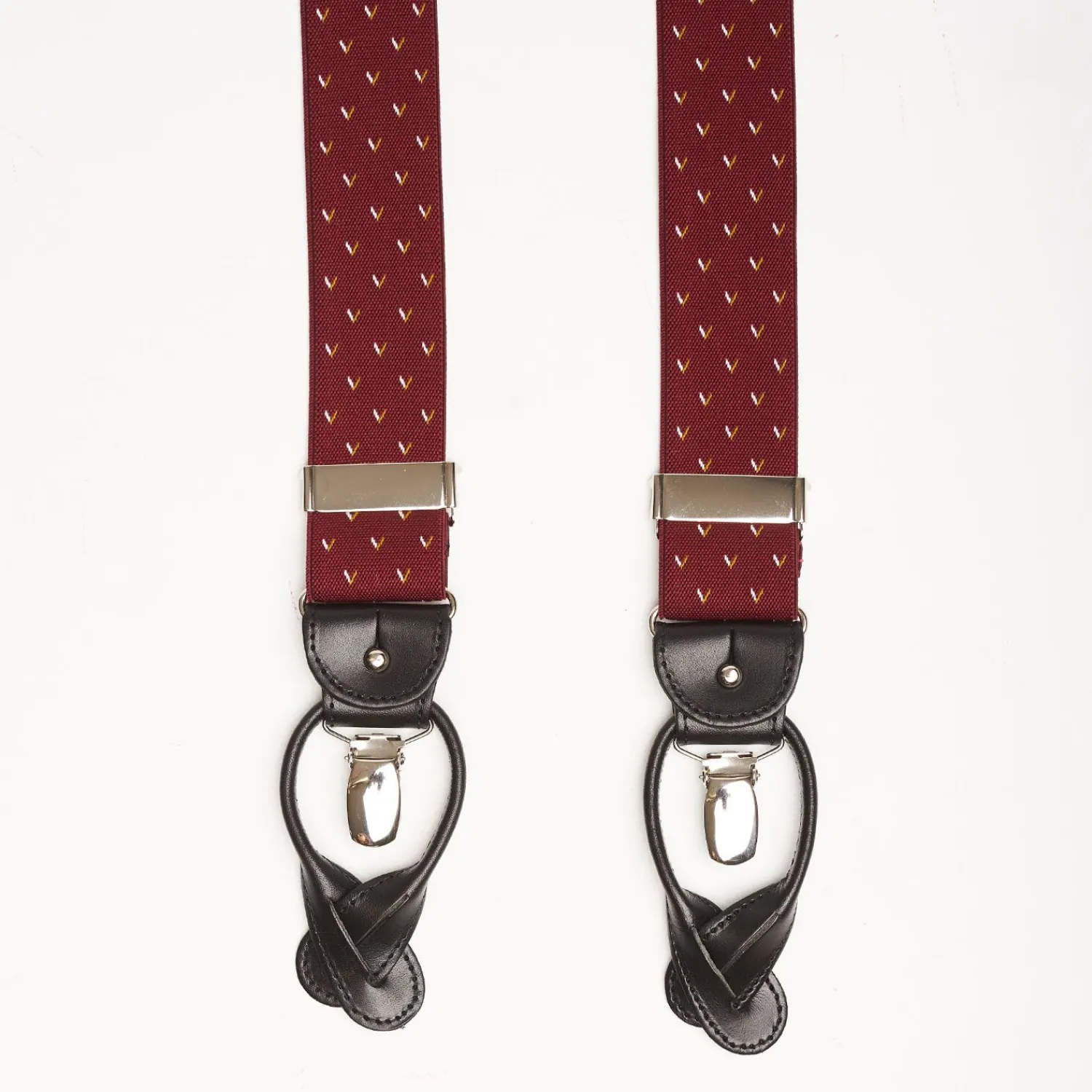 Burgundy Braces With Small Geometric Design>E.Marinella Online