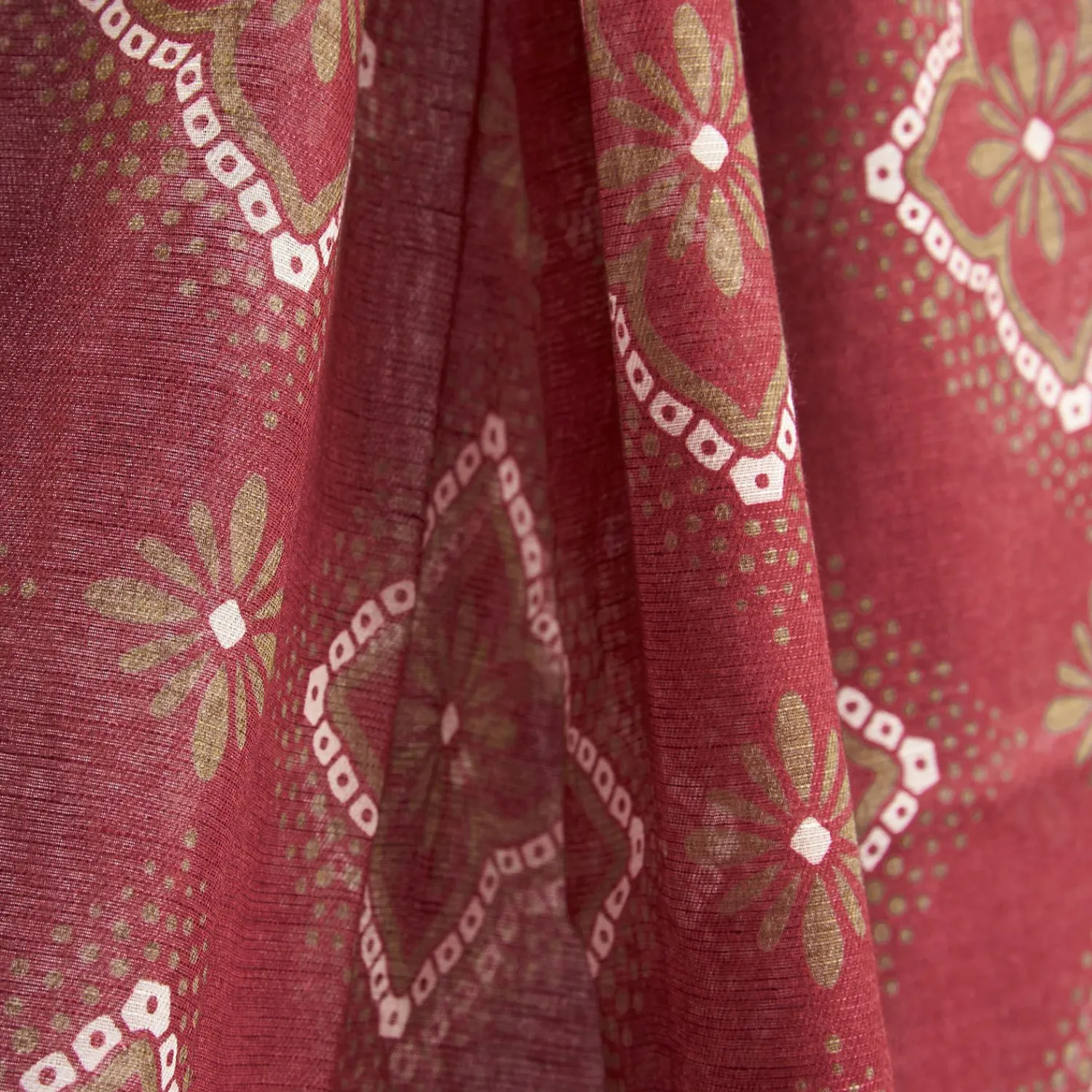 Burgundy Cotton And Linen Scarf - Brown Macro Flowers>E.Marinella Cheap