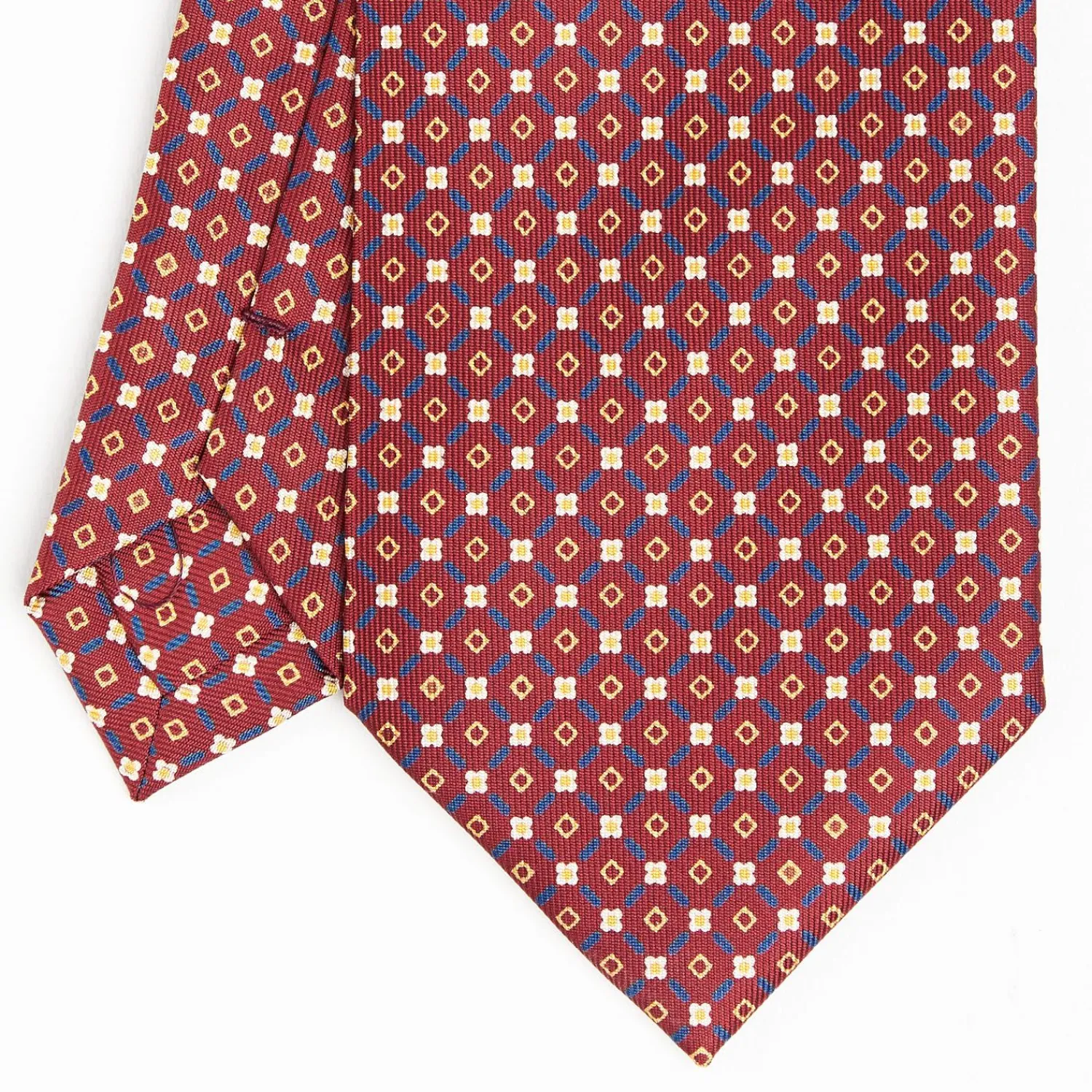 Burgundy Extra Long Sartorial Silk Tie Small Flower Pattern>E.Marinella Best