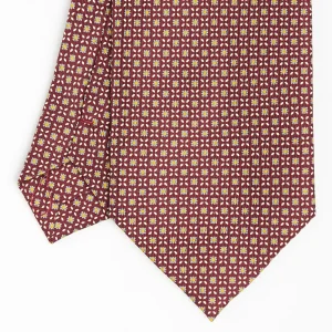 Burgundy Extra Long Sartorial Silk Tie Small Flower Pattern>E.Marinella Shop