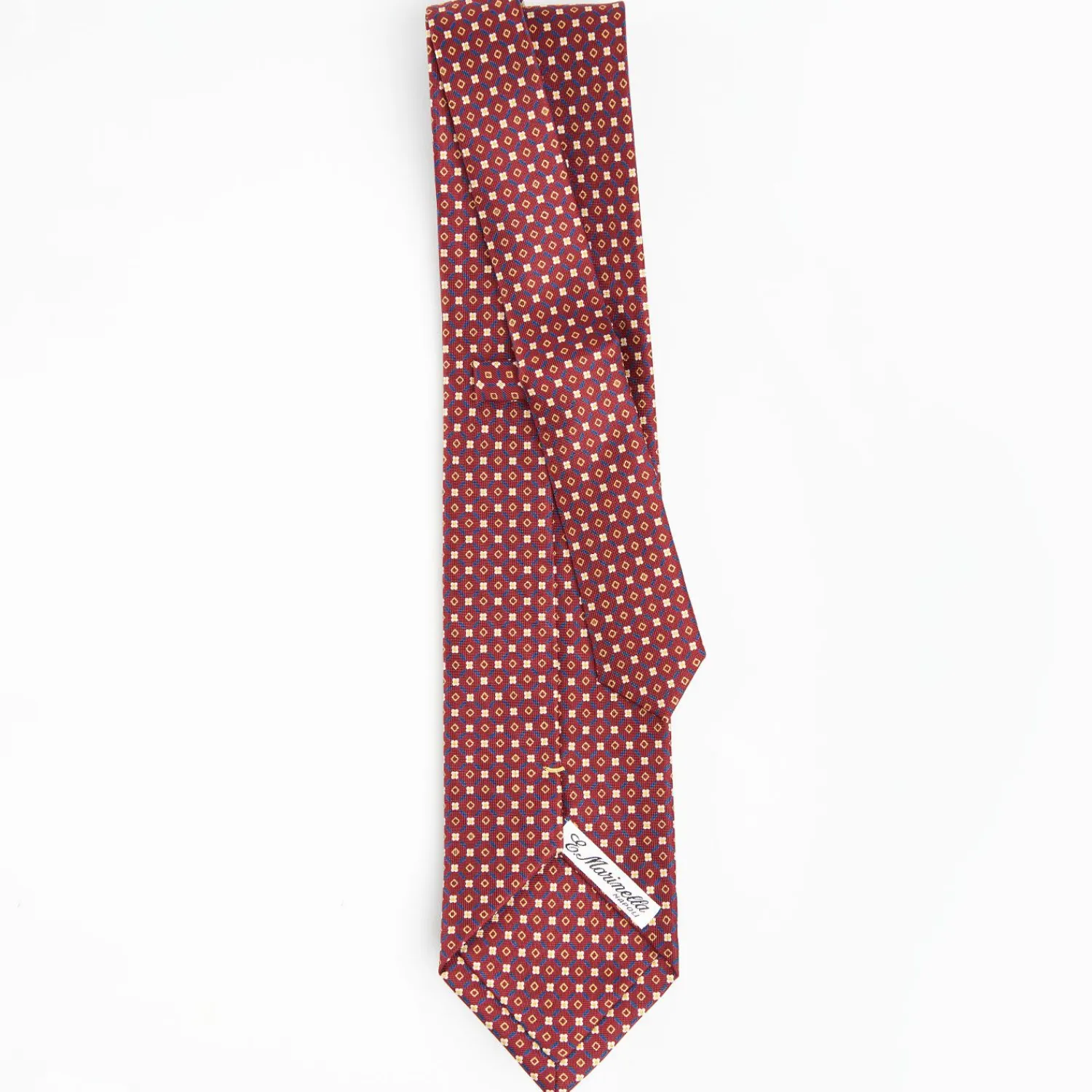 Burgundy Extra Long Sartorial Silk Tie Small Flower Pattern>E.Marinella Best