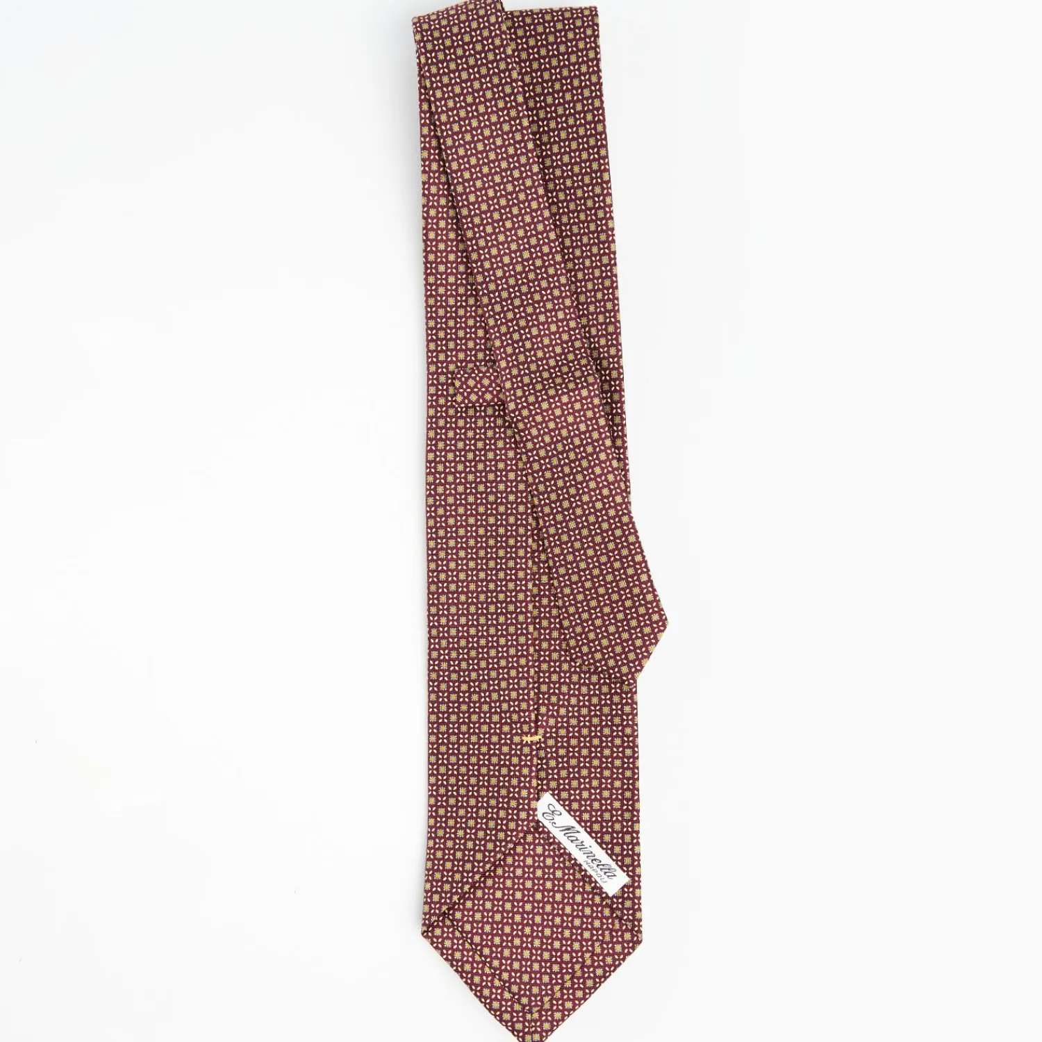 Burgundy Extra Long Sartorial Silk Tie Small Flower Pattern>E.Marinella Shop