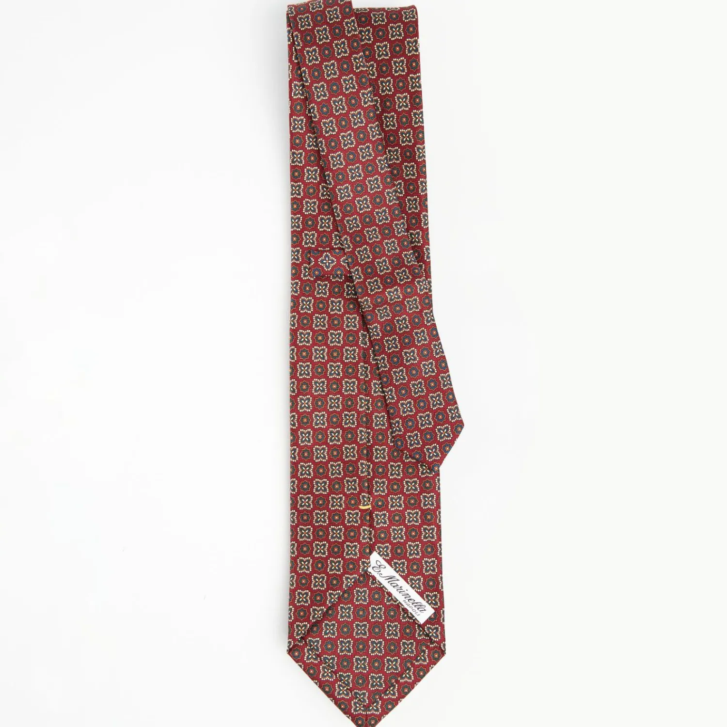 Burgundy Extra Long Sartorial Silk Tie - Flower Pattern>E.Marinella Online