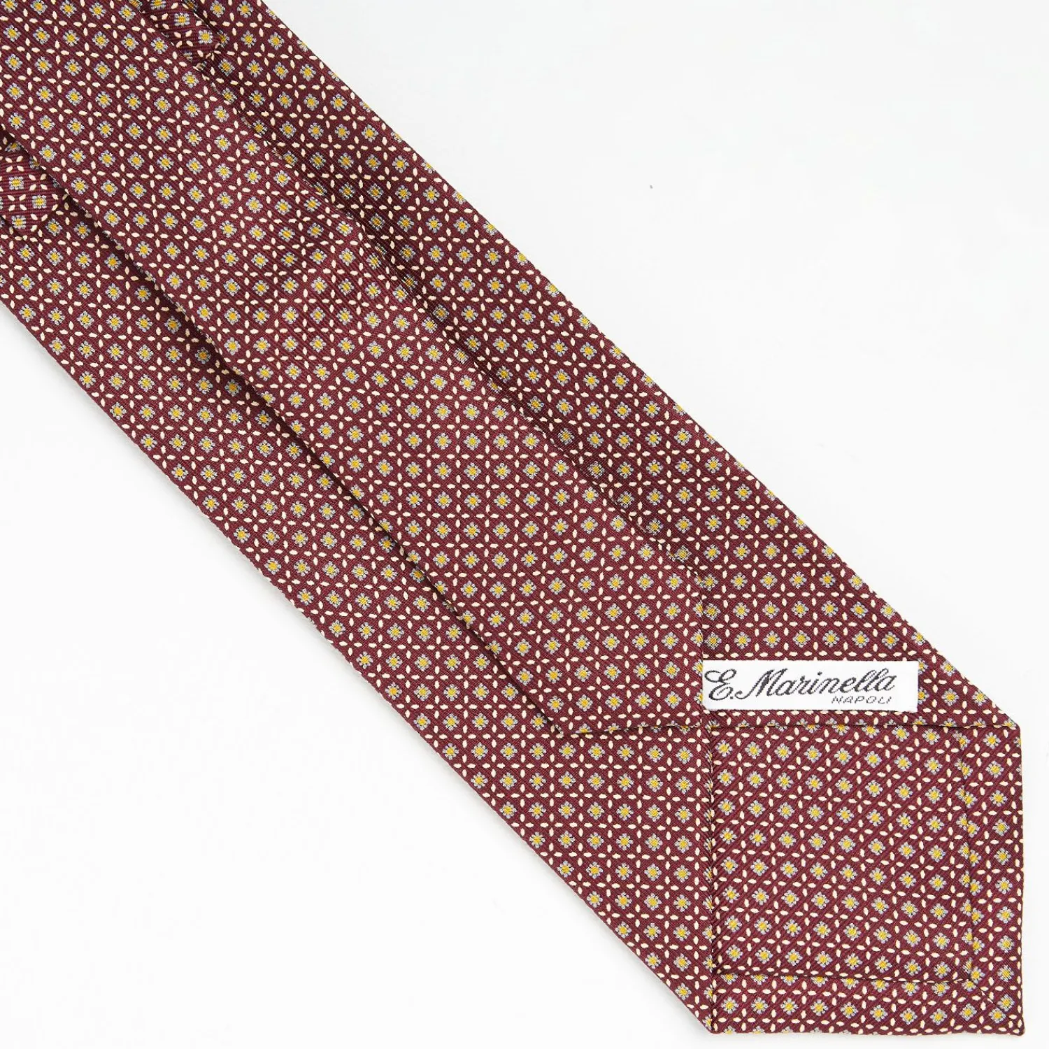 Burgundy Extra Long Sartorial Silk Tie Small Flower Pattern>E.Marinella Shop