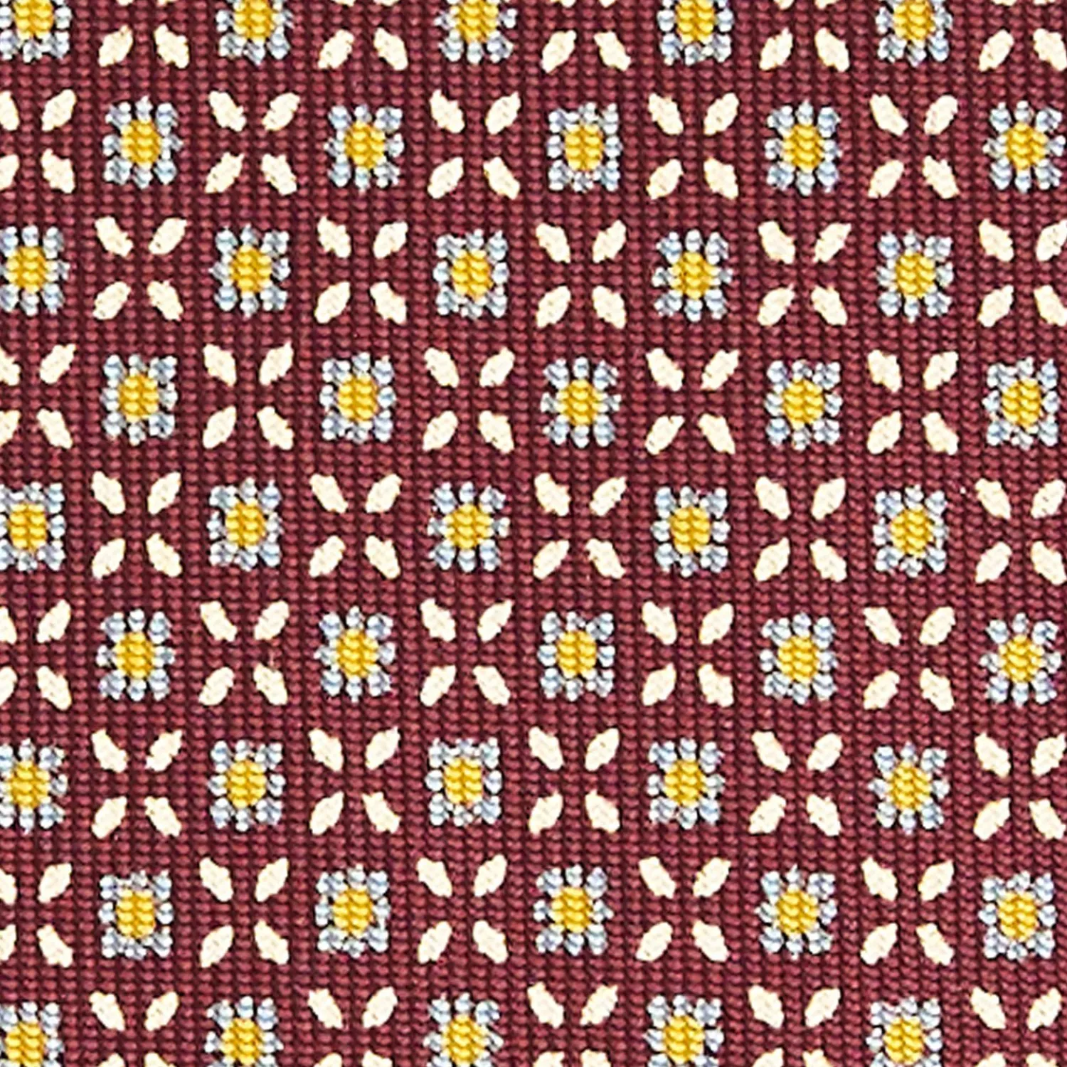 Burgundy Extra Long Sartorial Silk Tie Small Flower Pattern>E.Marinella Shop