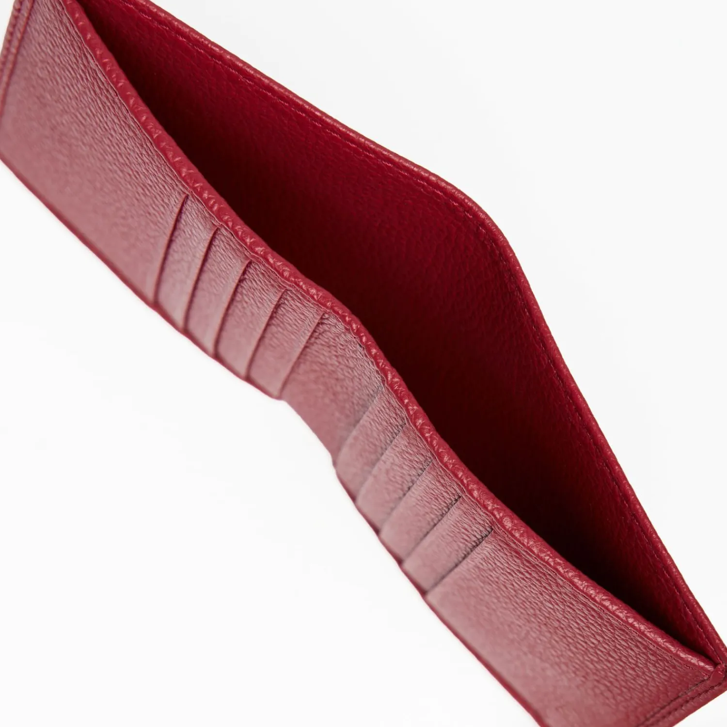 Burgundy Hammered Leather Small Wallet>E.Marinella Shop