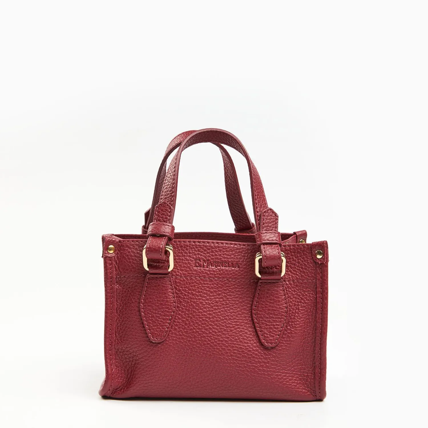 Burgundy Mini Shopping Bag In Hammered Leather>E.Marinella Outlet