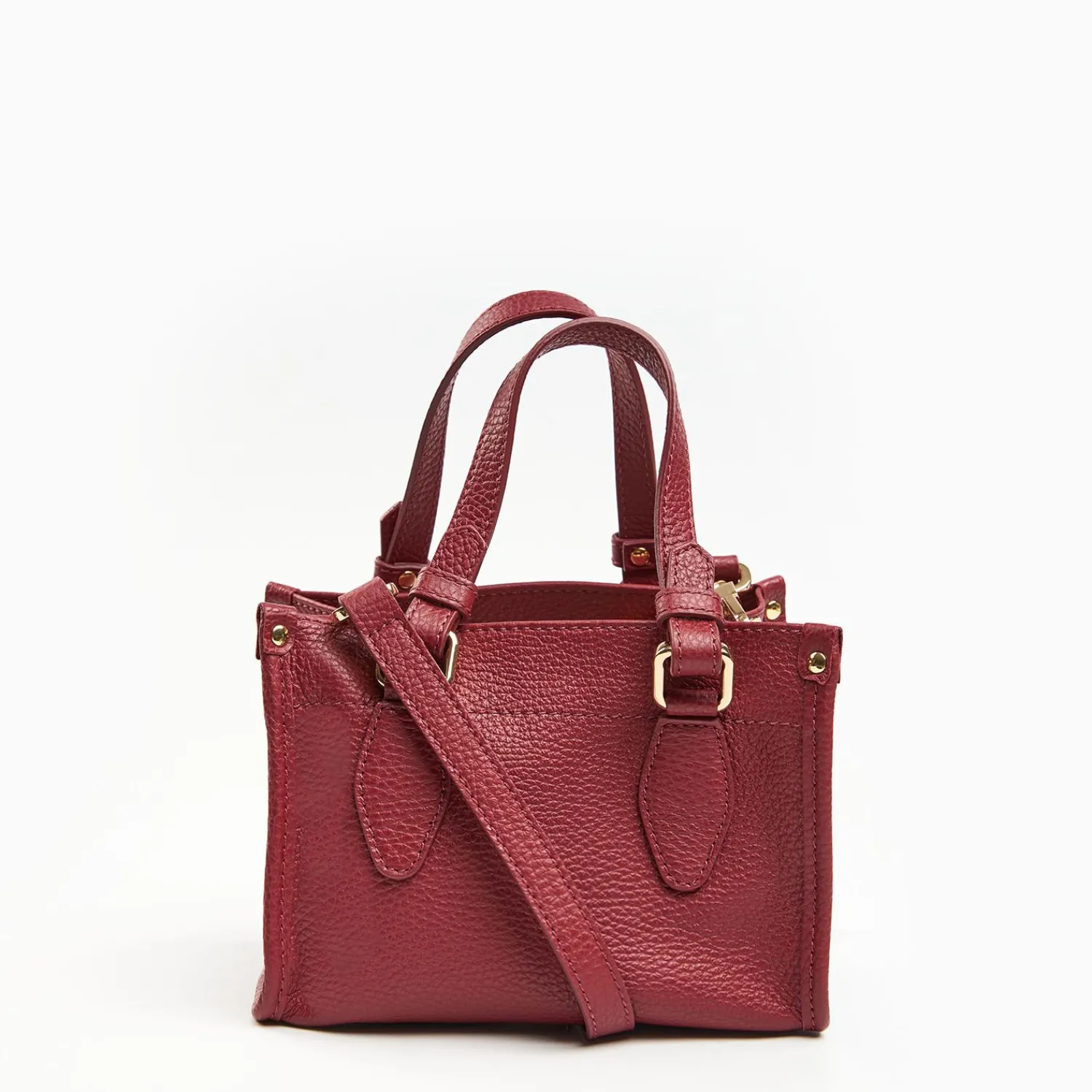 Burgundy Mini Shopping Bag In Hammered Leather>E.Marinella Outlet
