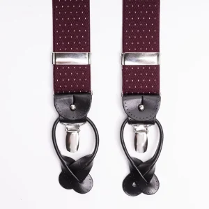 Burgundy Polka Dot Pattern Braces>E.Marinella Clearance