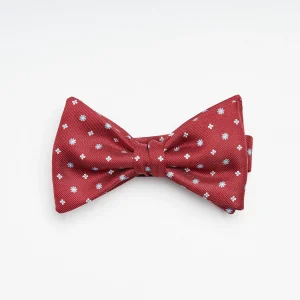 Burgundy Pre-Knotted Bowtie- Small Flower Pattern>E.Marinella New