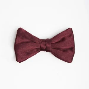 Burgundy Pre-Knotted Silk Satin Bowtie - Solid Color>E.Marinella Online