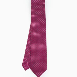 Burgundy Sartorial Classic Silk Tie - Small Flower Pattern>E.Marinella Online