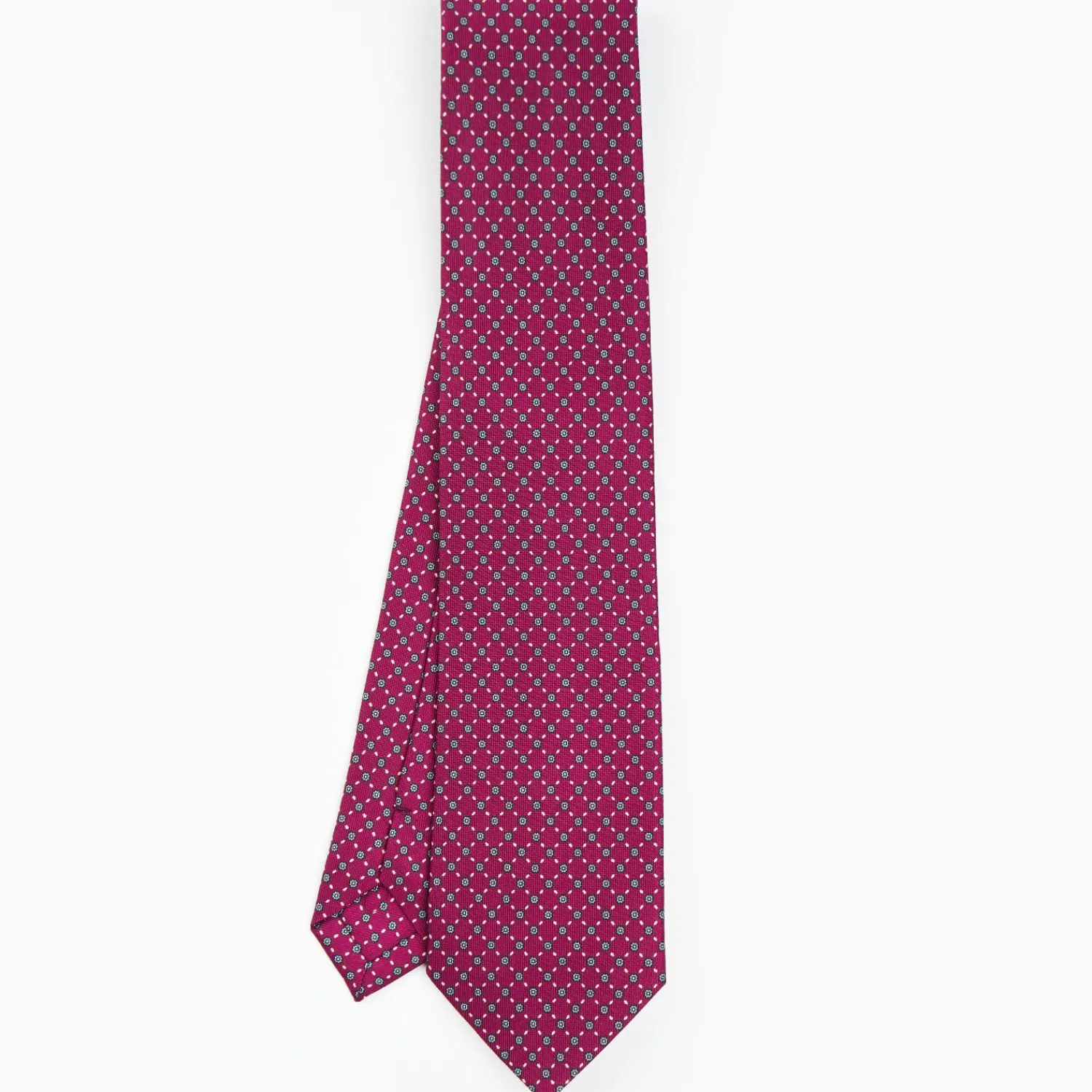 Burgundy Sartorial Classic Silk Tie - Small Flower Pattern>E.Marinella Online