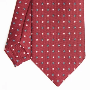 Burgundy Sartorial Classic Silk Tie Small Flower Pattern>E.Marinella Cheap