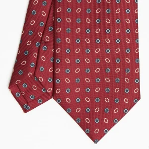 Burgundy Sartorial Classic Silk Tie Small Flower Pattern>E.Marinella Outlet