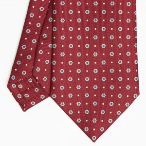Burgundy Sartorial Classic Silk Tie Small Flower Pattern>E.Marinella Best