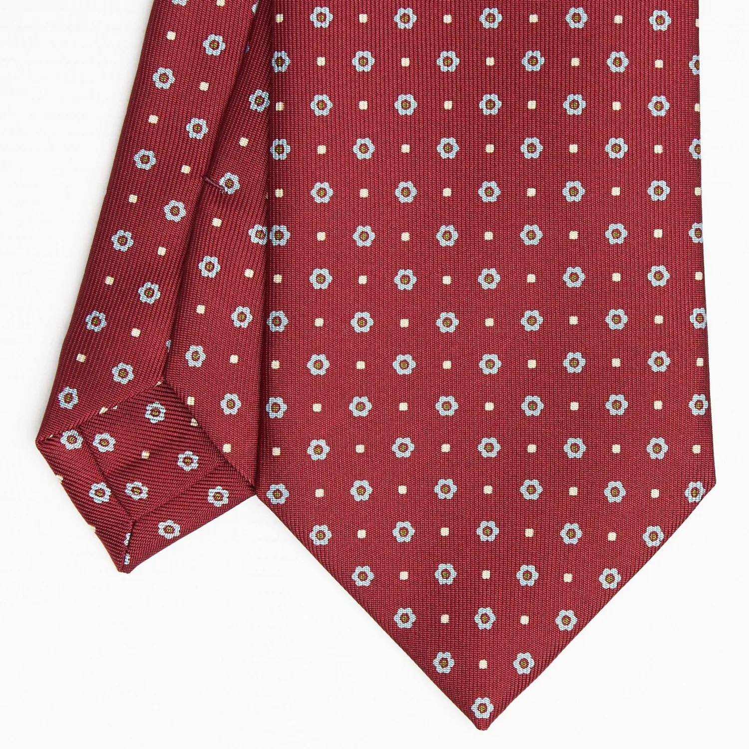 Burgundy Sartorial Classic Silk Tie Small Flower Pattern>E.Marinella Best