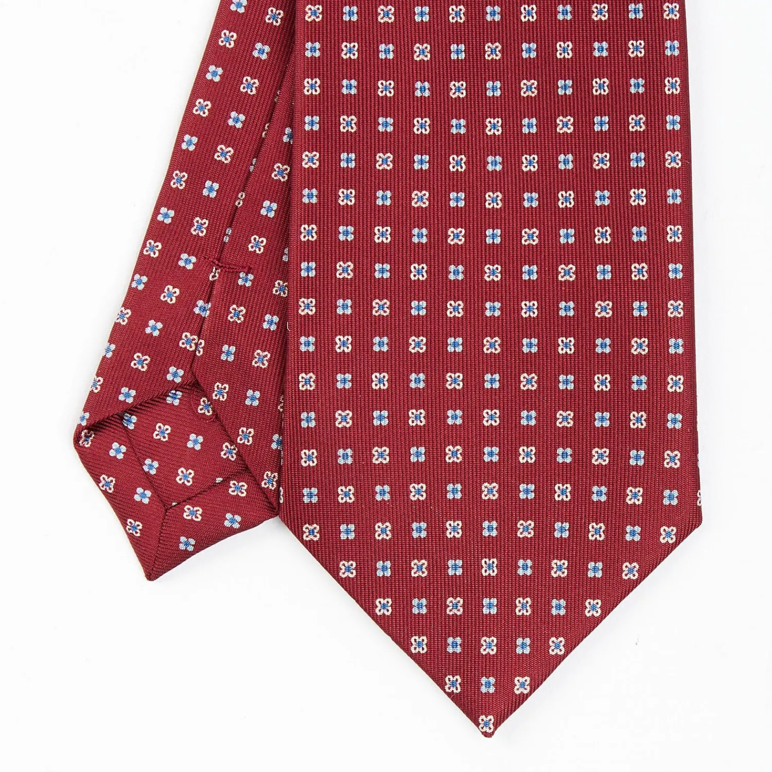 Burgundy Sartorial Classic Tie - Small Flower Pattern>E.Marinella Discount