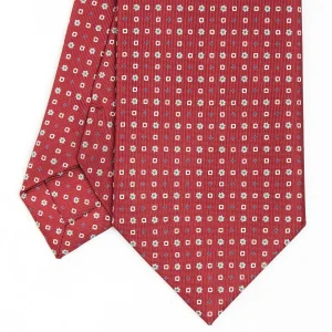 Burgundy Sartorial Classic Silk Tie - Small Flower Designs>E.Marinella Store