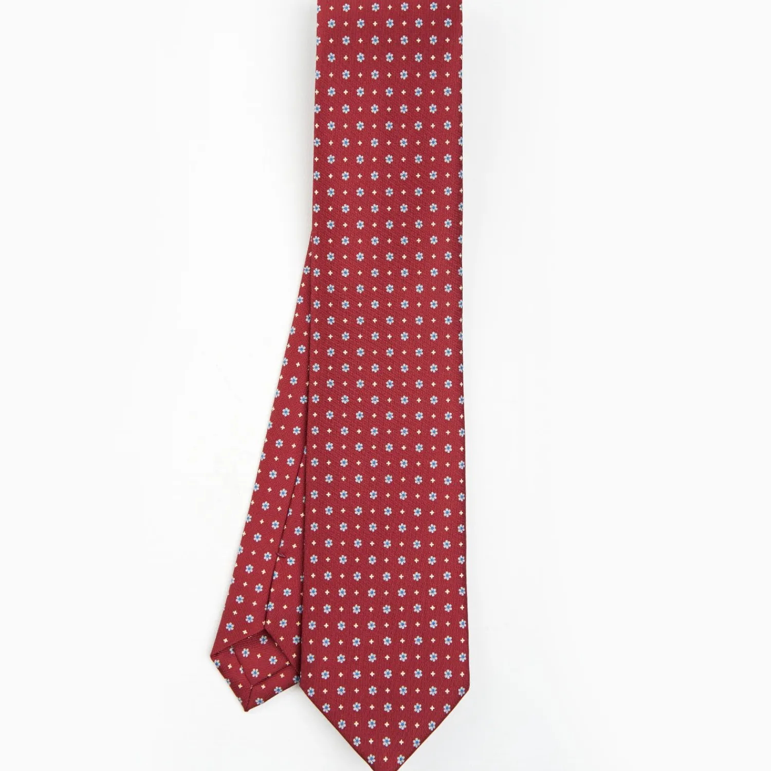 Burgundy Sartorial Classic Silk Tie - Small Flower Pattern>E.Marinella Shop