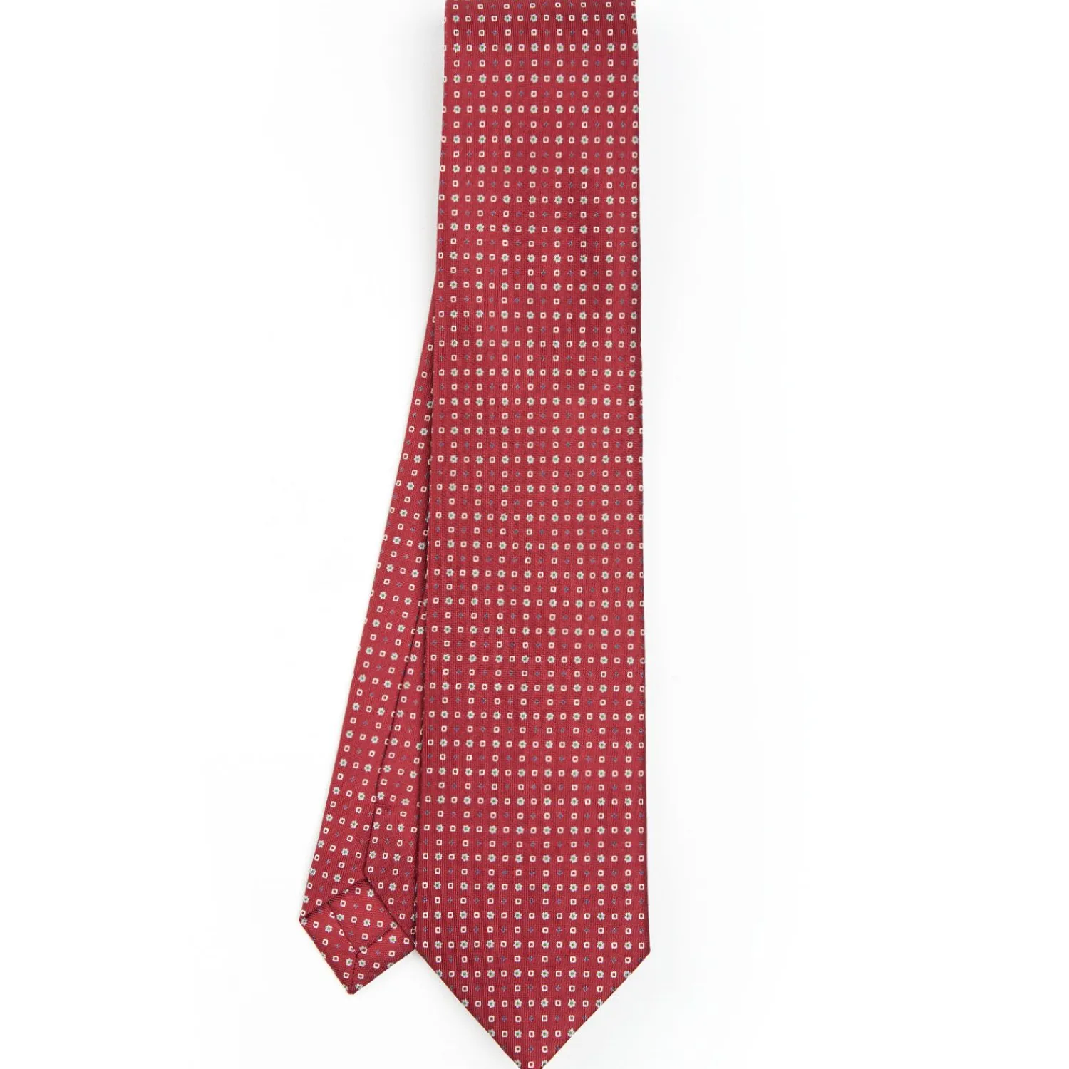 Burgundy Sartorial Classic Silk Tie - Small Flower Designs>E.Marinella Store