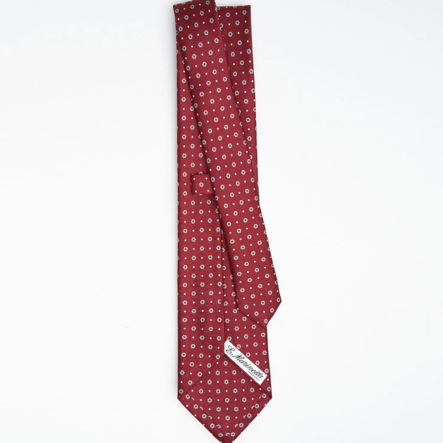 Burgundy Sartorial Classic Silk Tie Small Flower Pattern>E.Marinella Best