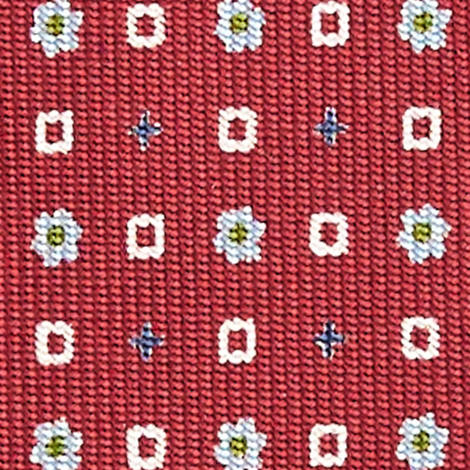 Burgundy Sartorial Classic Silk Tie - Small Flower Designs>E.Marinella Store