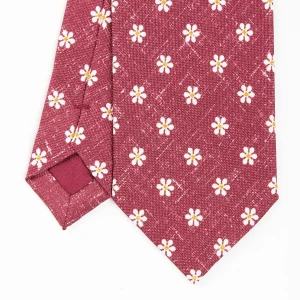Burgundy Sartorial Cotton And Silk Tie - Large Flower Pattern>E.Marinella Fashion