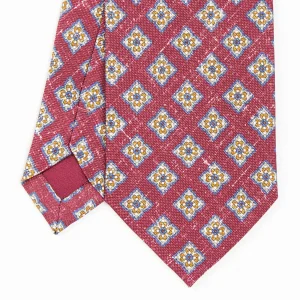 Burgundy Sartorial Cotton And Silk Tie - Large Flower Pattern>E.Marinella Cheap