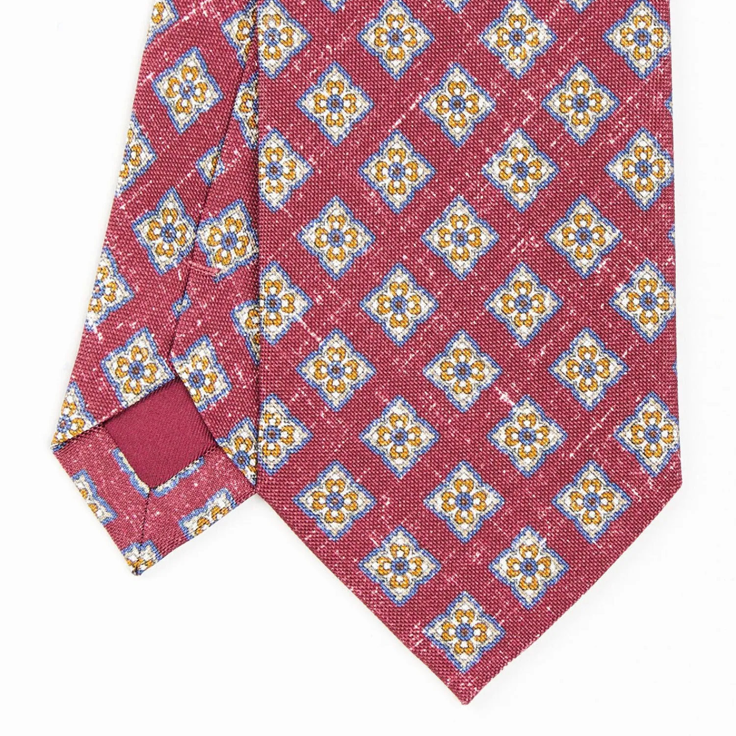 Burgundy Sartorial Cotton And Silk Tie - Large Flower Pattern>E.Marinella Cheap