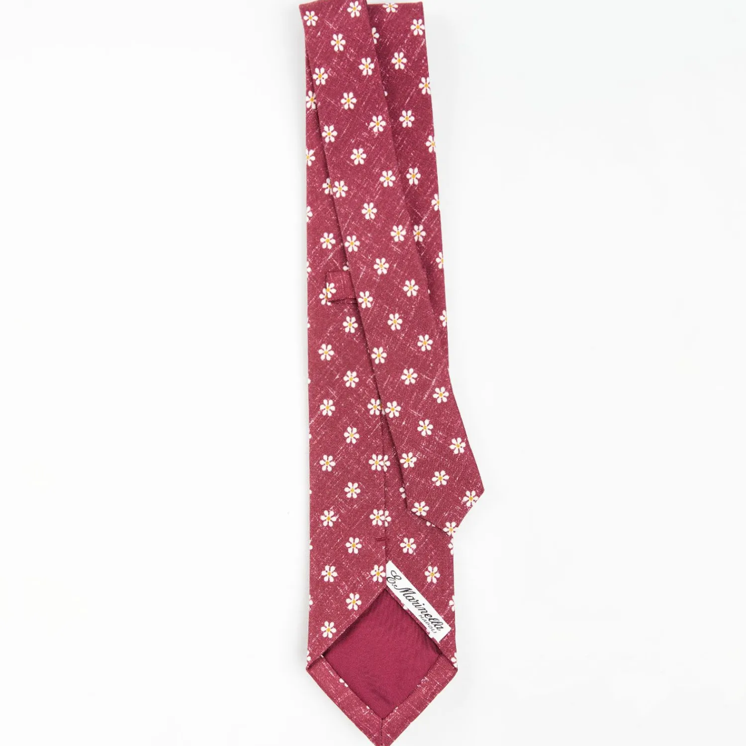 Burgundy Sartorial Cotton And Silk Tie - Large Flower Pattern>E.Marinella Fashion