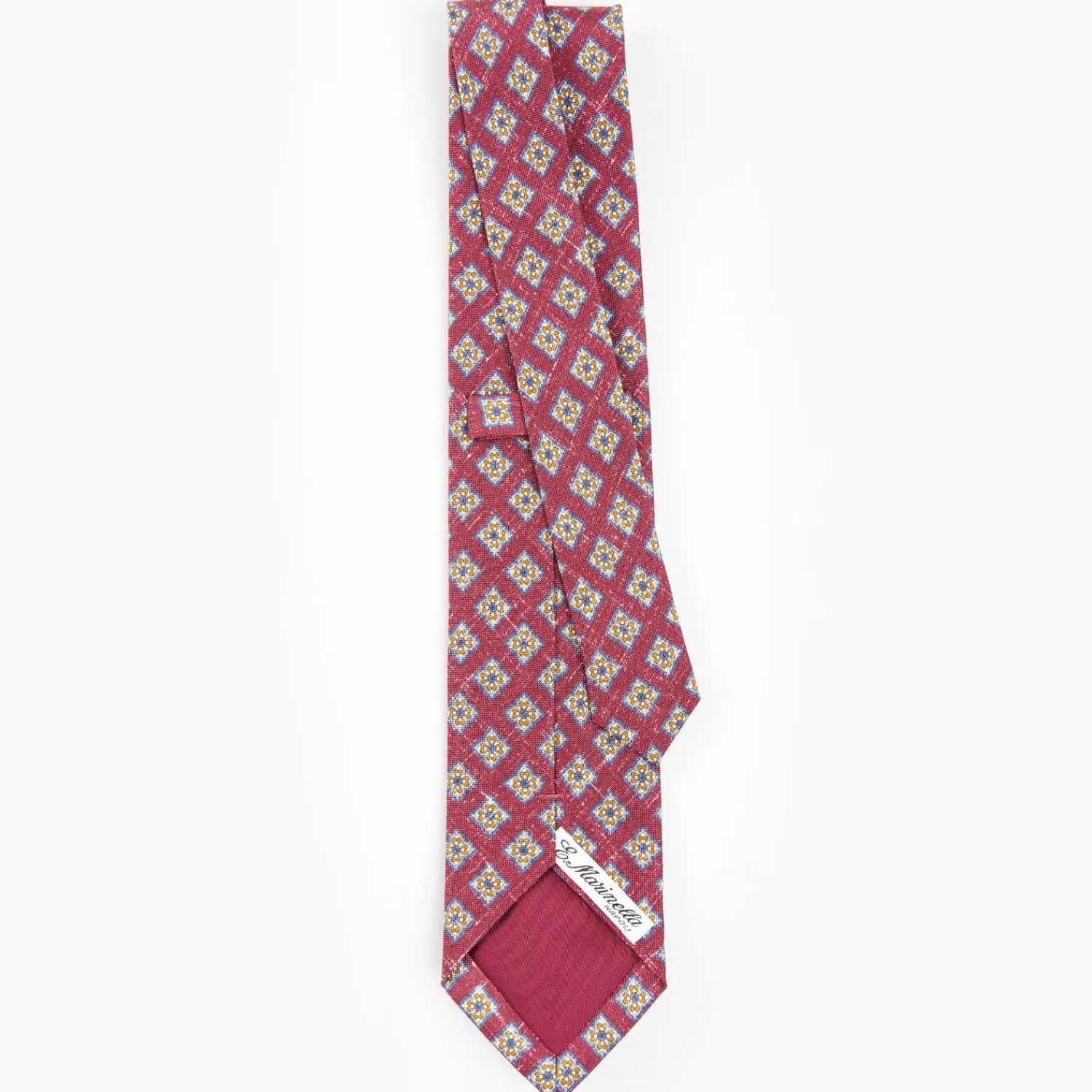 Burgundy Sartorial Cotton And Silk Tie - Large Flower Pattern>E.Marinella Cheap