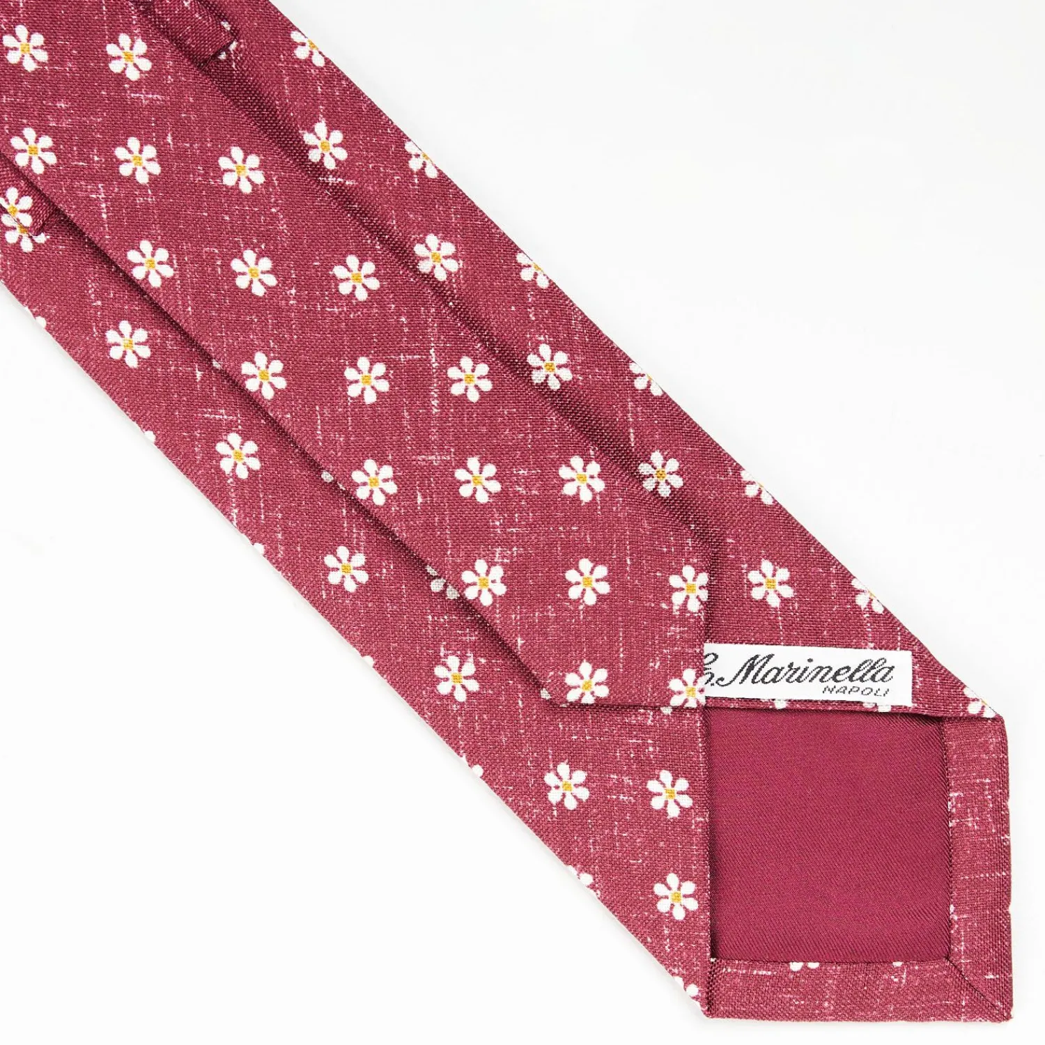 Burgundy Sartorial Cotton And Silk Tie - Large Flower Pattern>E.Marinella Fashion