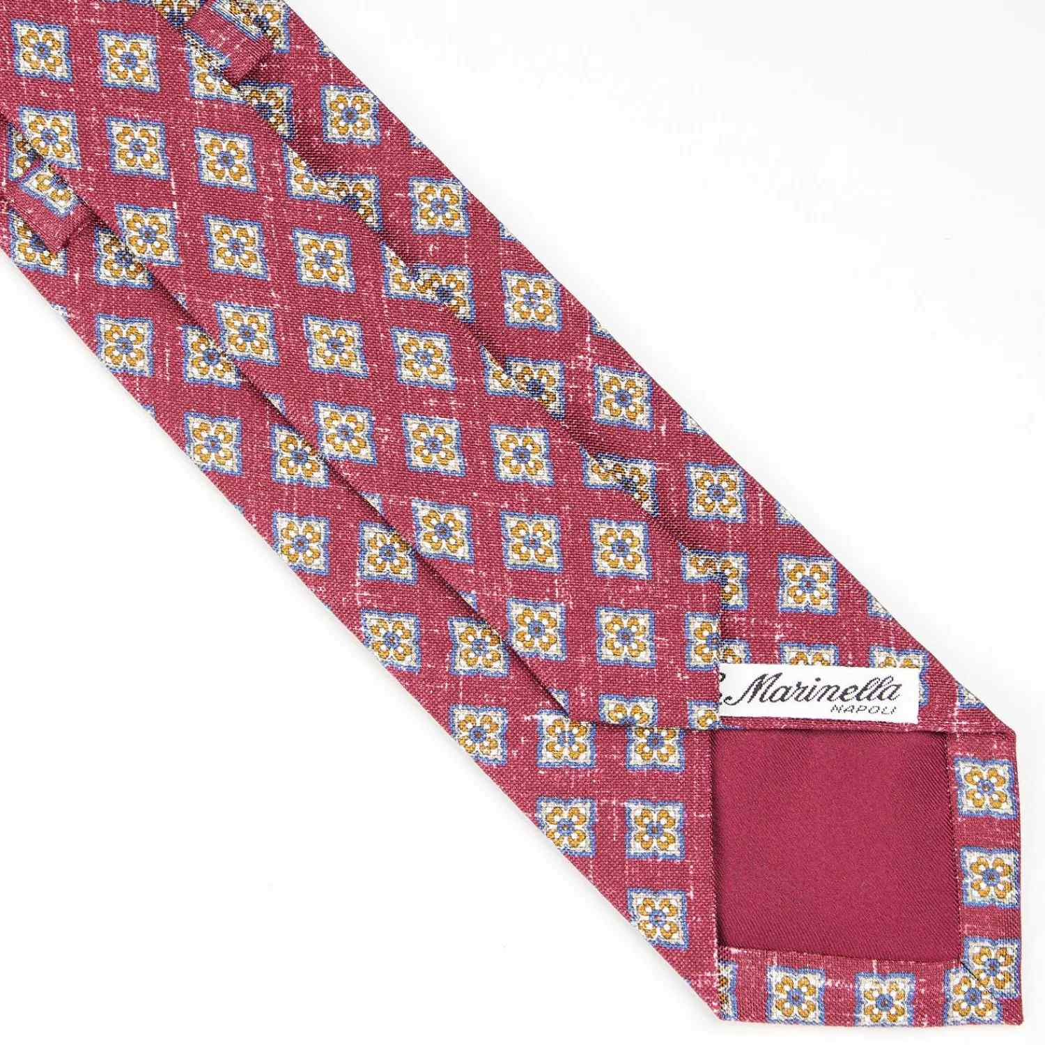 Burgundy Sartorial Cotton And Silk Tie - Large Flower Pattern>E.Marinella Cheap