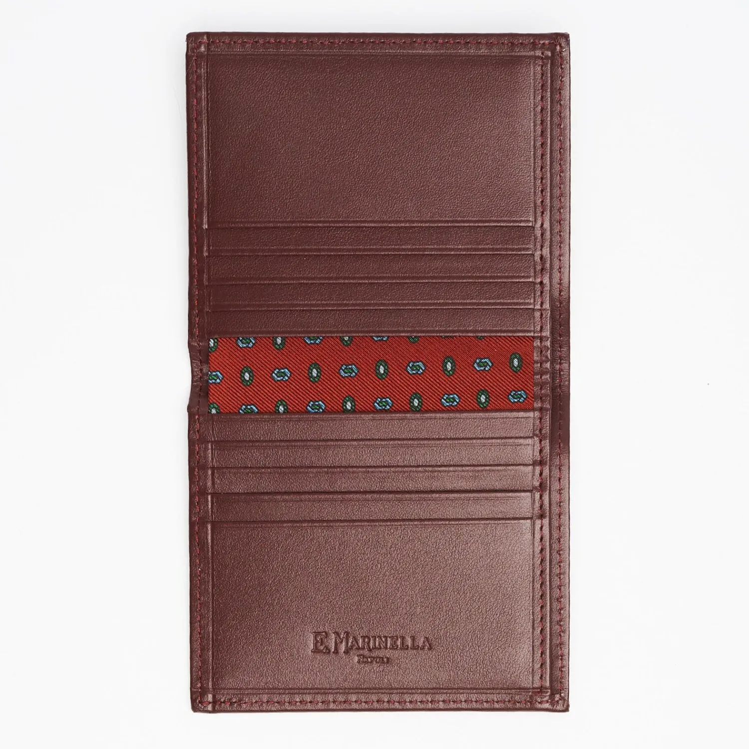 Burgundy Small Wallet In Silk And Leather>E.Marinella New