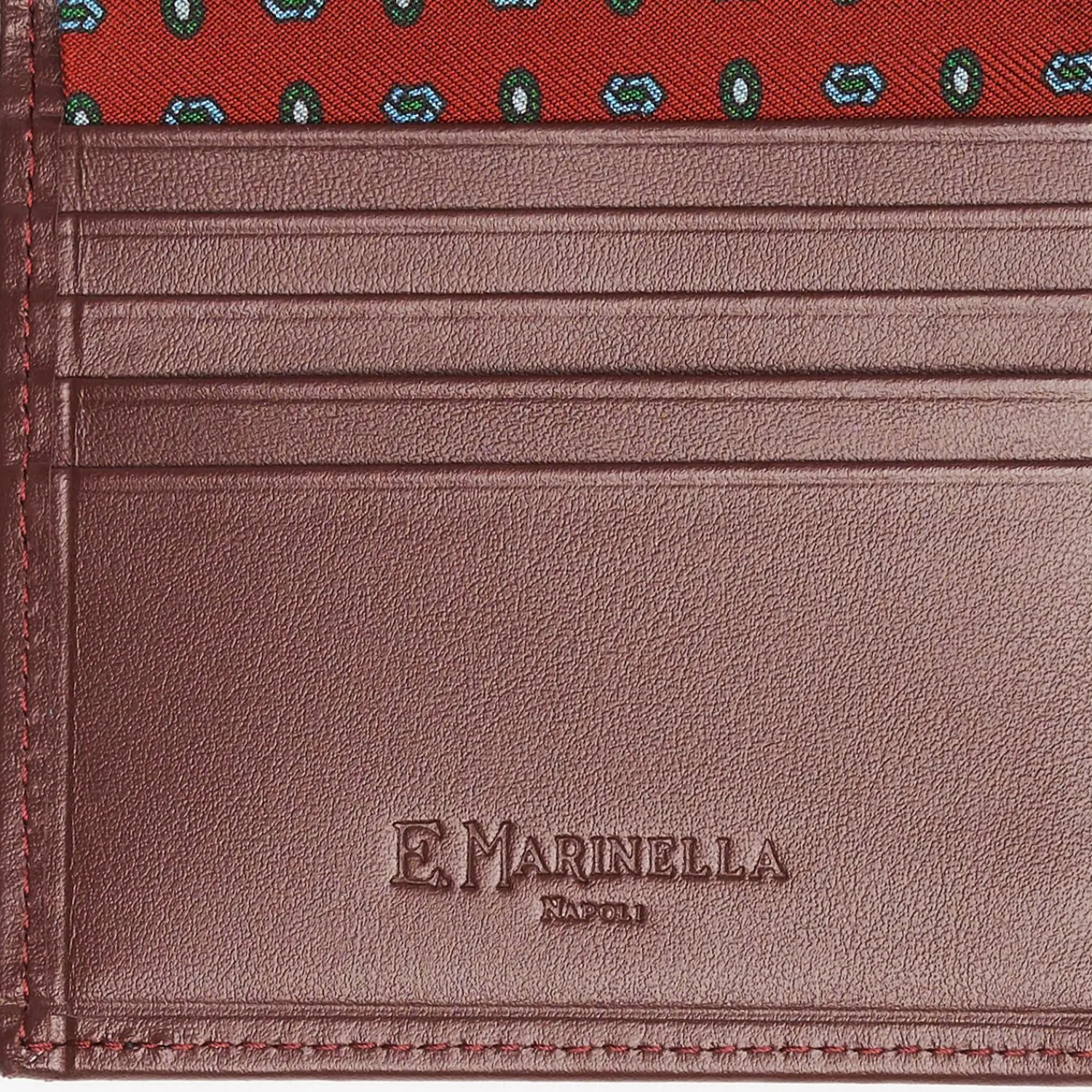 Burgundy Small Wallet In Silk And Leather>E.Marinella New
